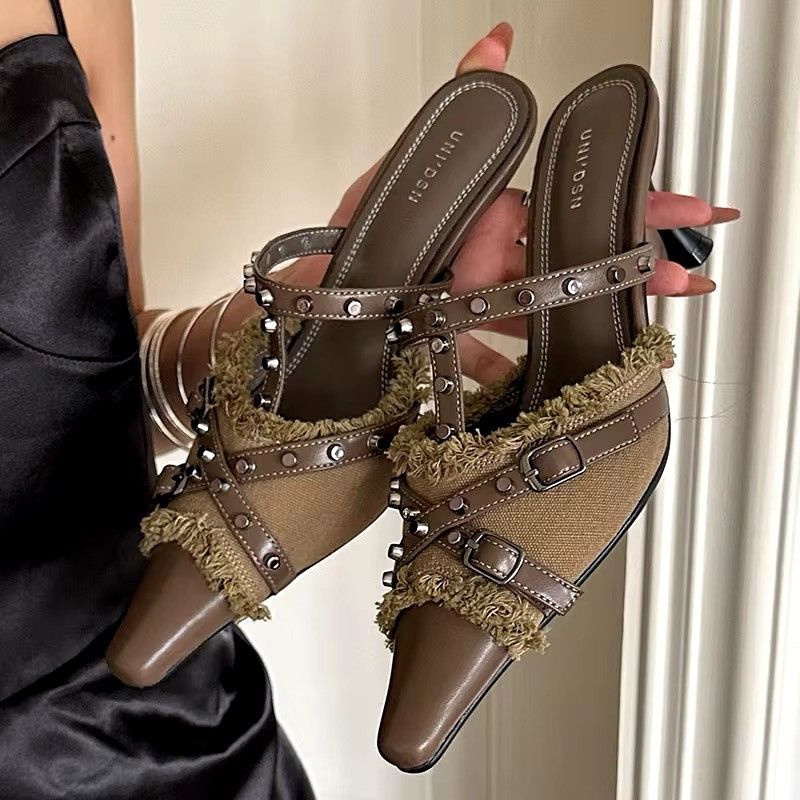 Designer × Vintage Retro Patchwork High Heels Trendy Sandals Size US 8 / IT 38 - 6 Thumbnail