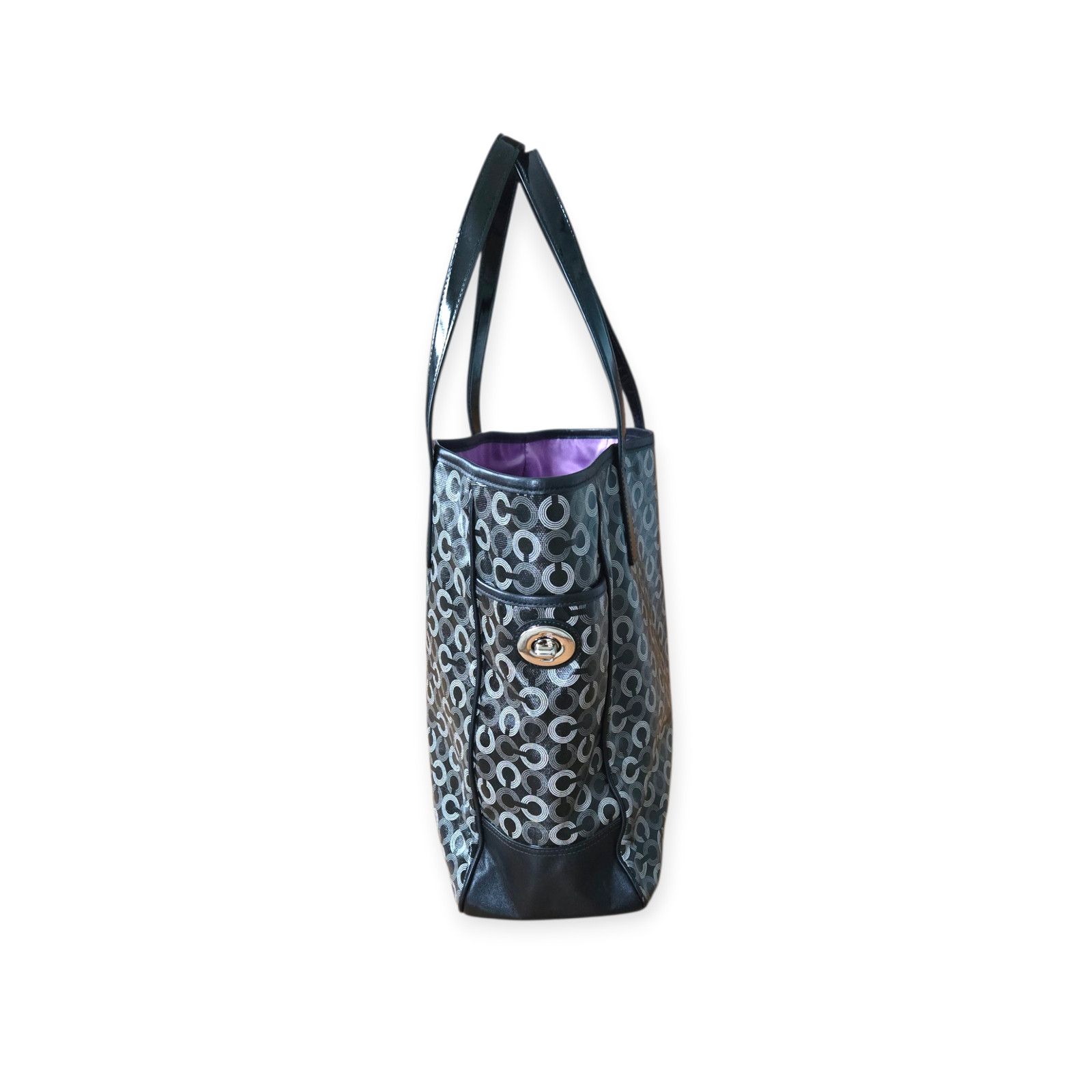 Coach Coach Waverly Vinage Dot OP Art Coated Canvas Tote Bag Rare Size ONE SIZE - 4 Thumbnail