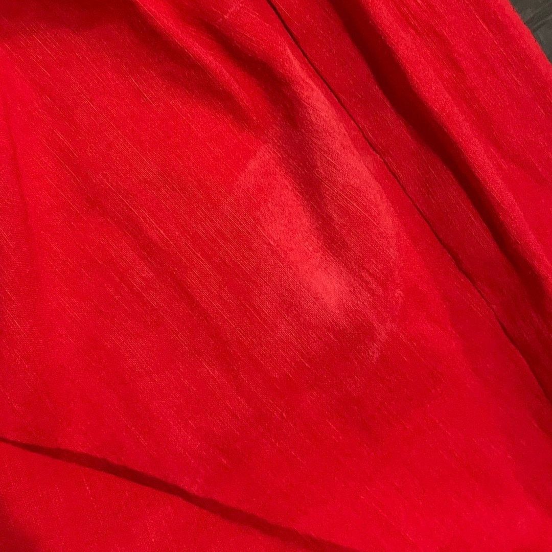 Zara Red Draped Mini Dress Collar Long Sleeves Front Ruched Size M / US 6-8 / IT 42-44 - 5 Thumbnail
