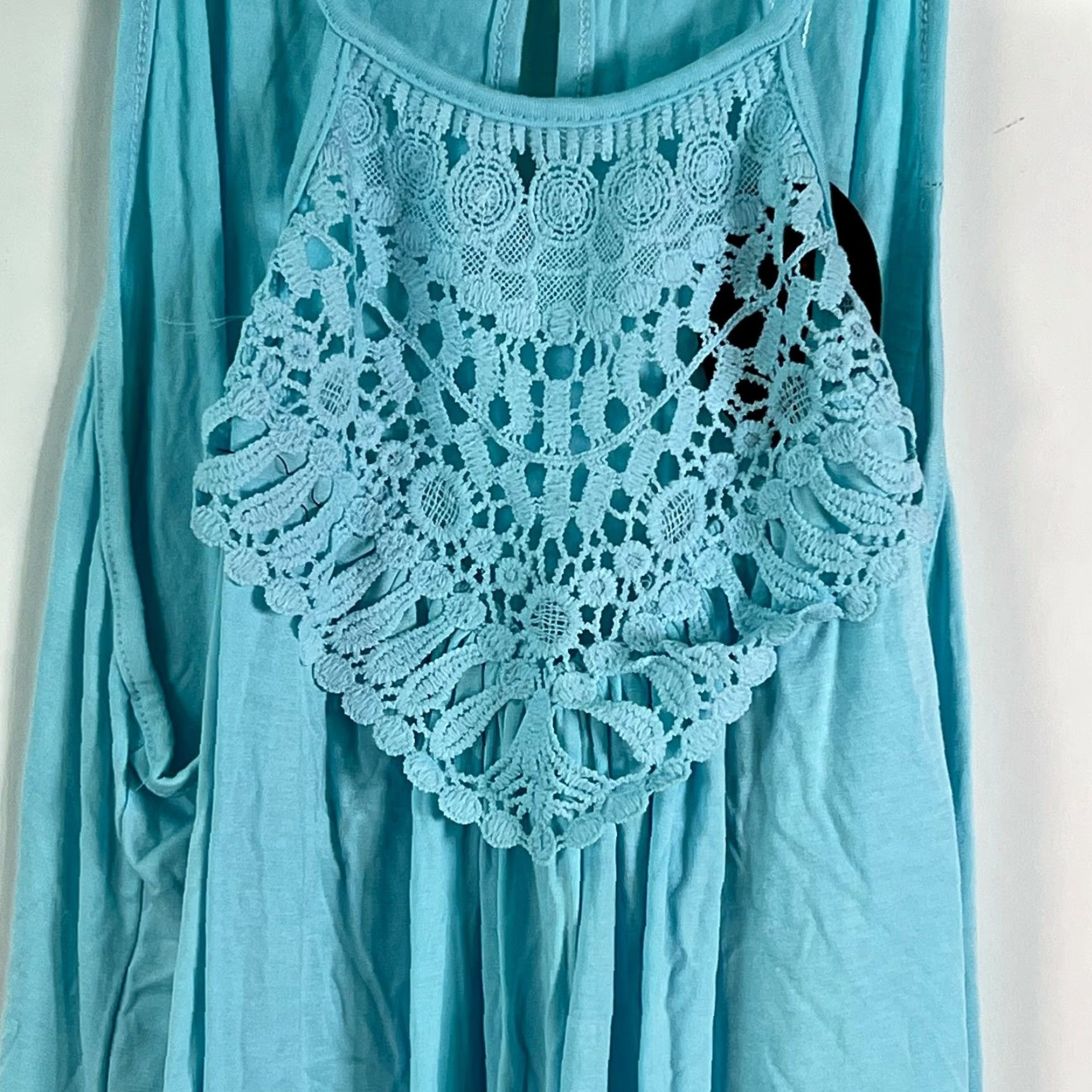 Vintage Bluetime Spaghetti Strap Lace Flowy Summer Halter Blue Tank Tops Size XL Womens Size XL / US 12-14 / IT 48-50 - 3 Thumbnail