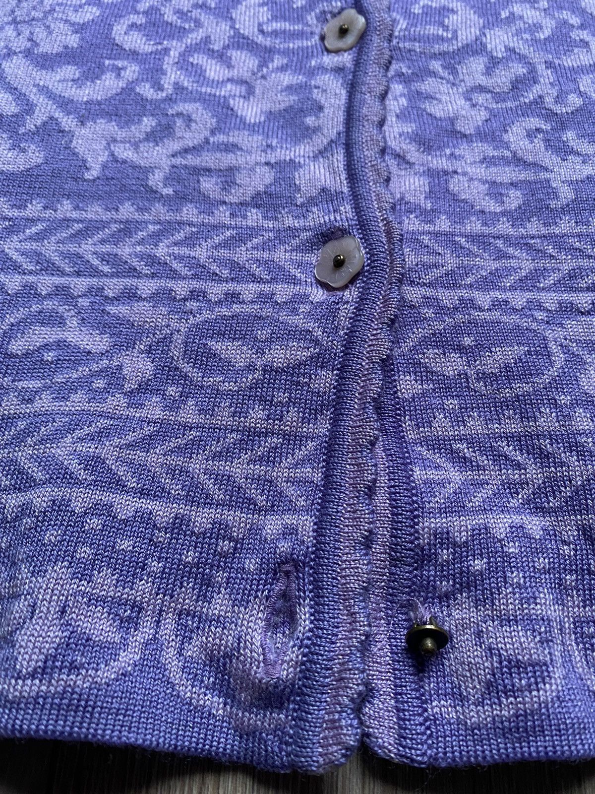 Coogi Oleana Espeland Norway Flowers Wool Button Knit Cardigan Size M / US 6-8 / IT 42-44 - 3 Thumbnail