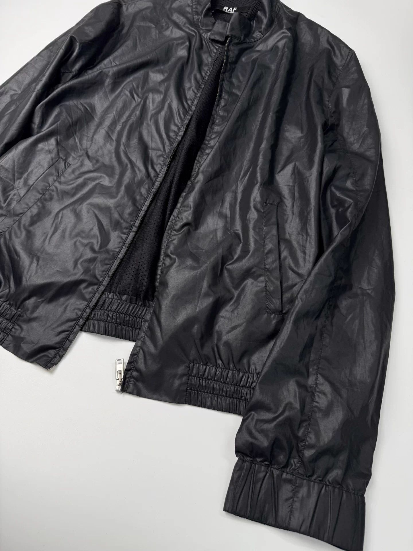Raf Simons RAF SIMONS Black Waxed Leather Moto Jacket 50 Size US M / EU 48-50 / 2 - 3 Thumbnail