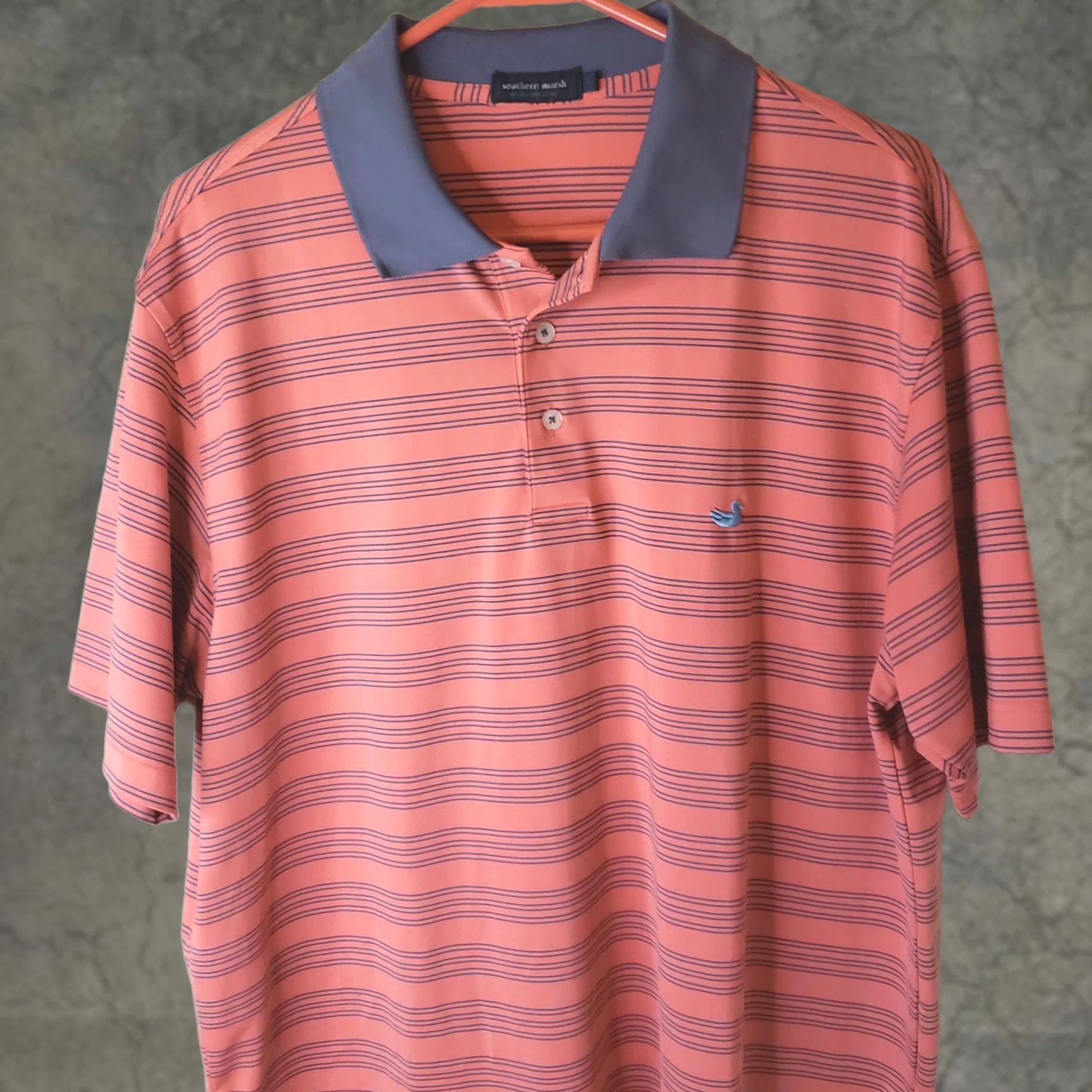 Vintage Southern Marsh Polo Shirt Coral Blue Striped Short Sleeve Men's L Regular Breathable Stretch Embroidered Logo Shirt Navy? Size US L / EU 52-54 / 3 - 1 Thumbnail