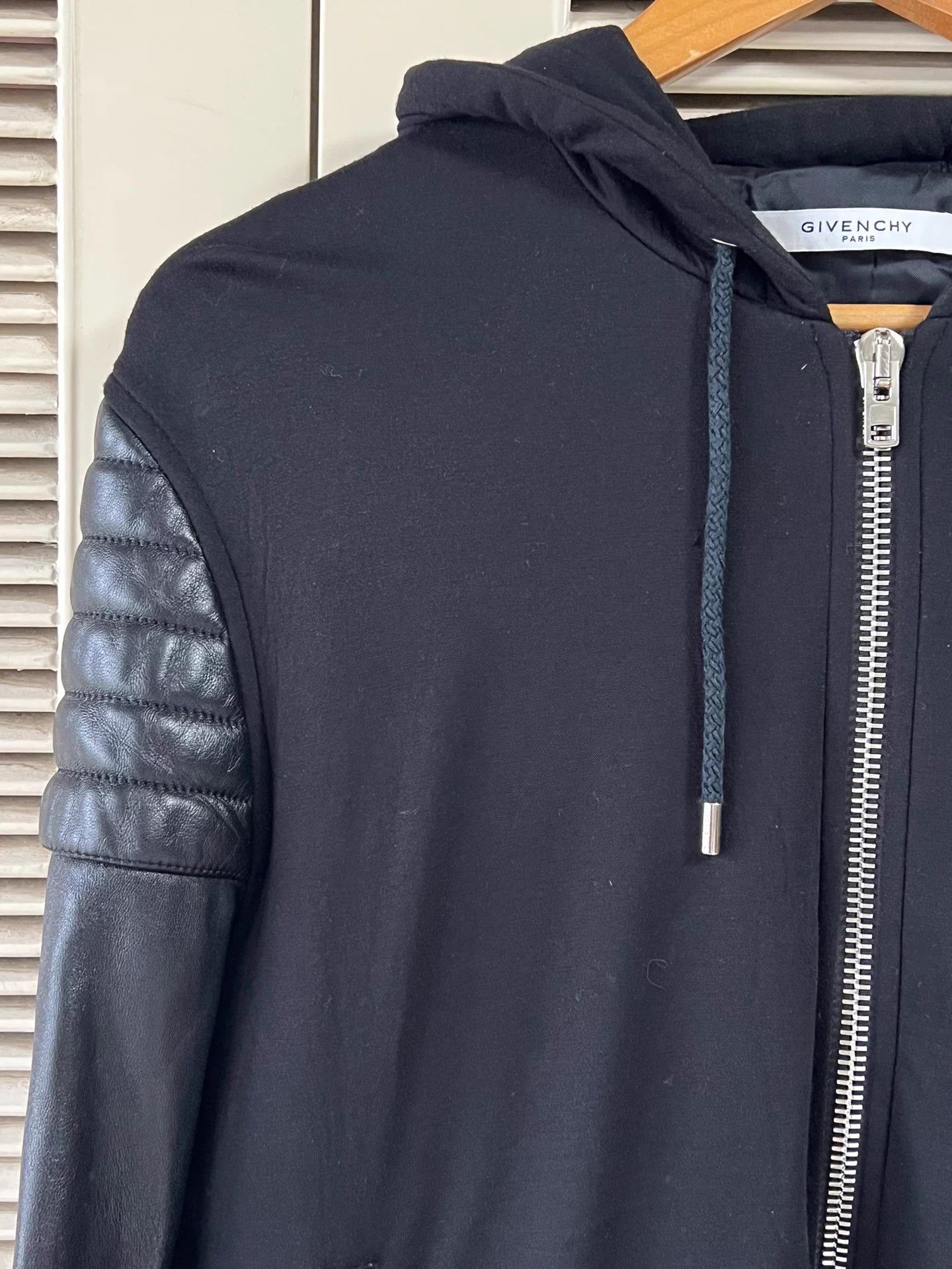 Givenchy Givenchy Men's Black Leather Panels Hooded Jacket 48 Size US M / EU 48-50 / 2 - 4 Thumbnail