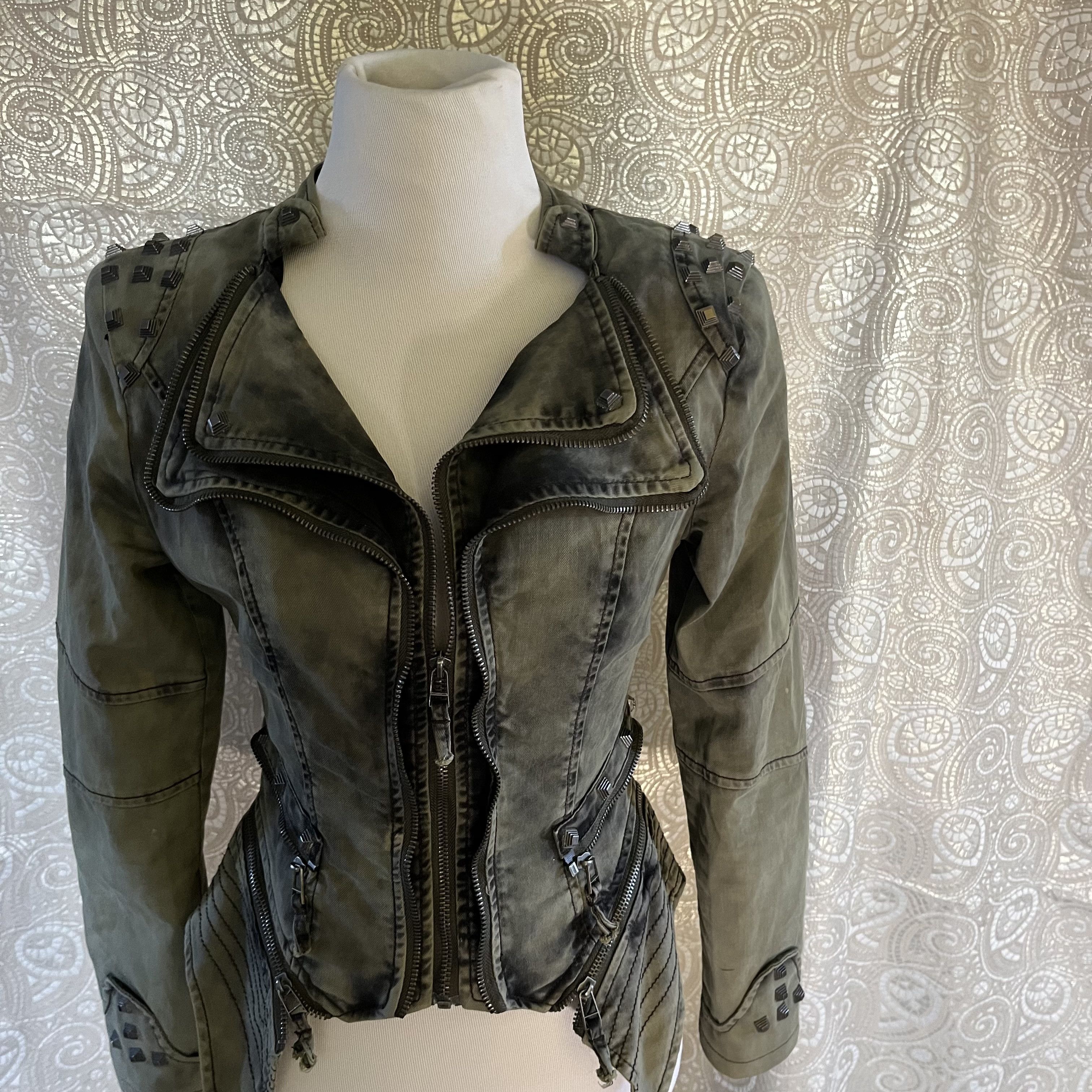 Vintage Studded Steampunk Women's denim Jacket Size S / US 4 / IT 40 - 10 Thumbnail
