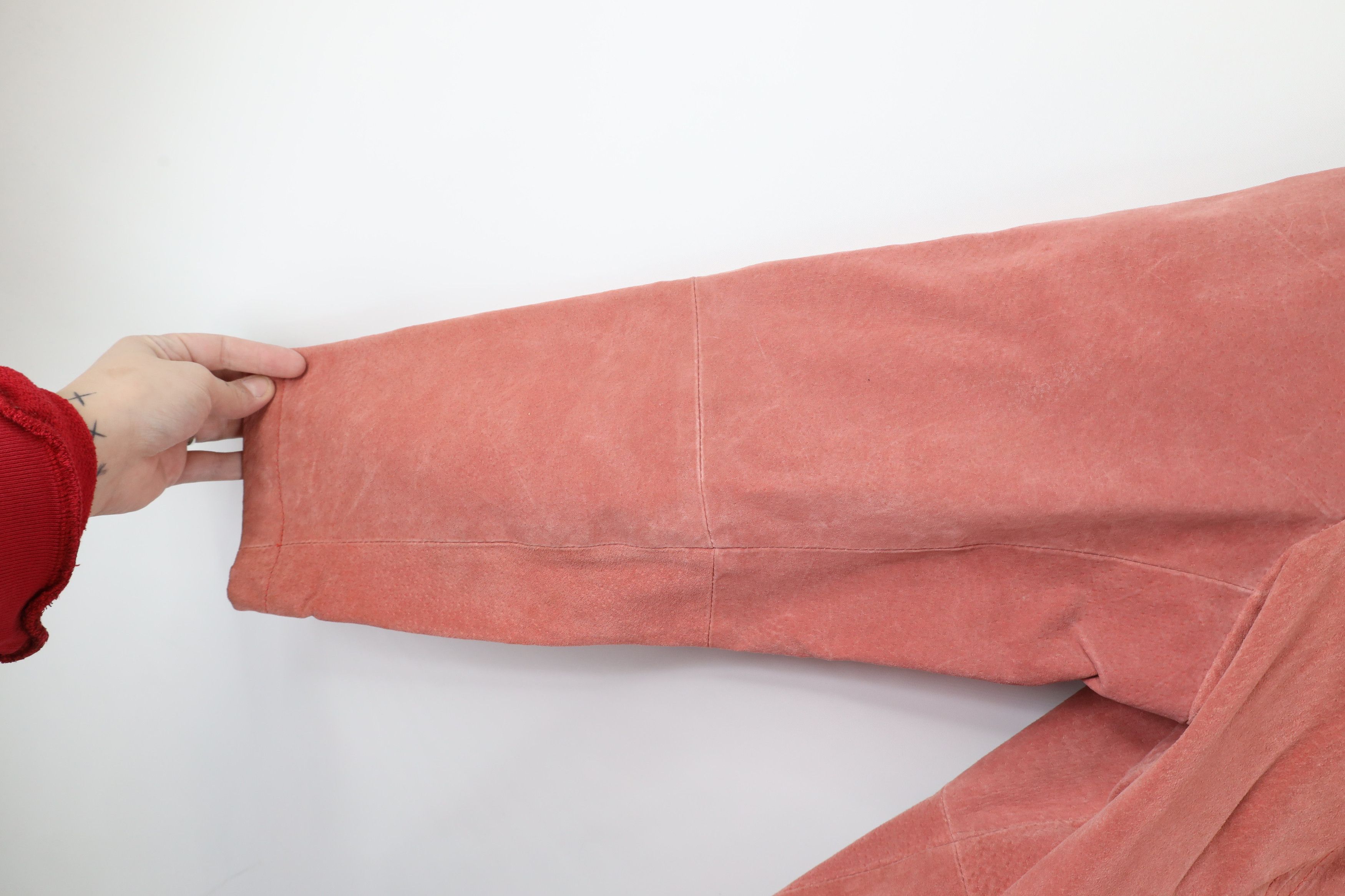Vintage Vintage 90s Streetwear Leather Cafe Racer Bomber Jacket Pink Size XXL / US 16-18 / IT 52-54 - 10 Thumbnail