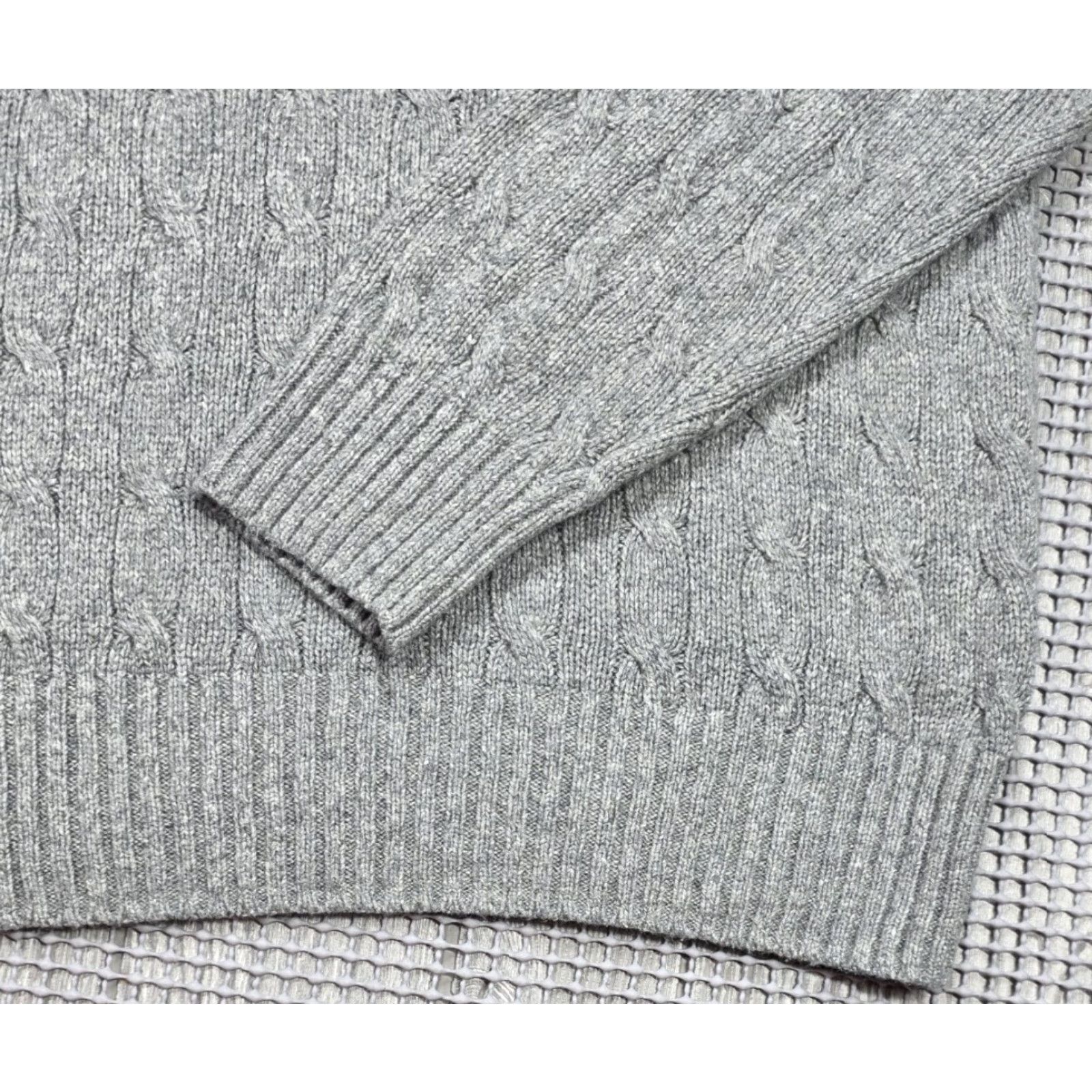 Polo Ralph Lauren VINTAGE Polo Ralph Lauren 100% Silk Sweater Gray Mens XL Cable Knit Blue Pony Size US XL / EU 56 / 4 - 4 Thumbnail