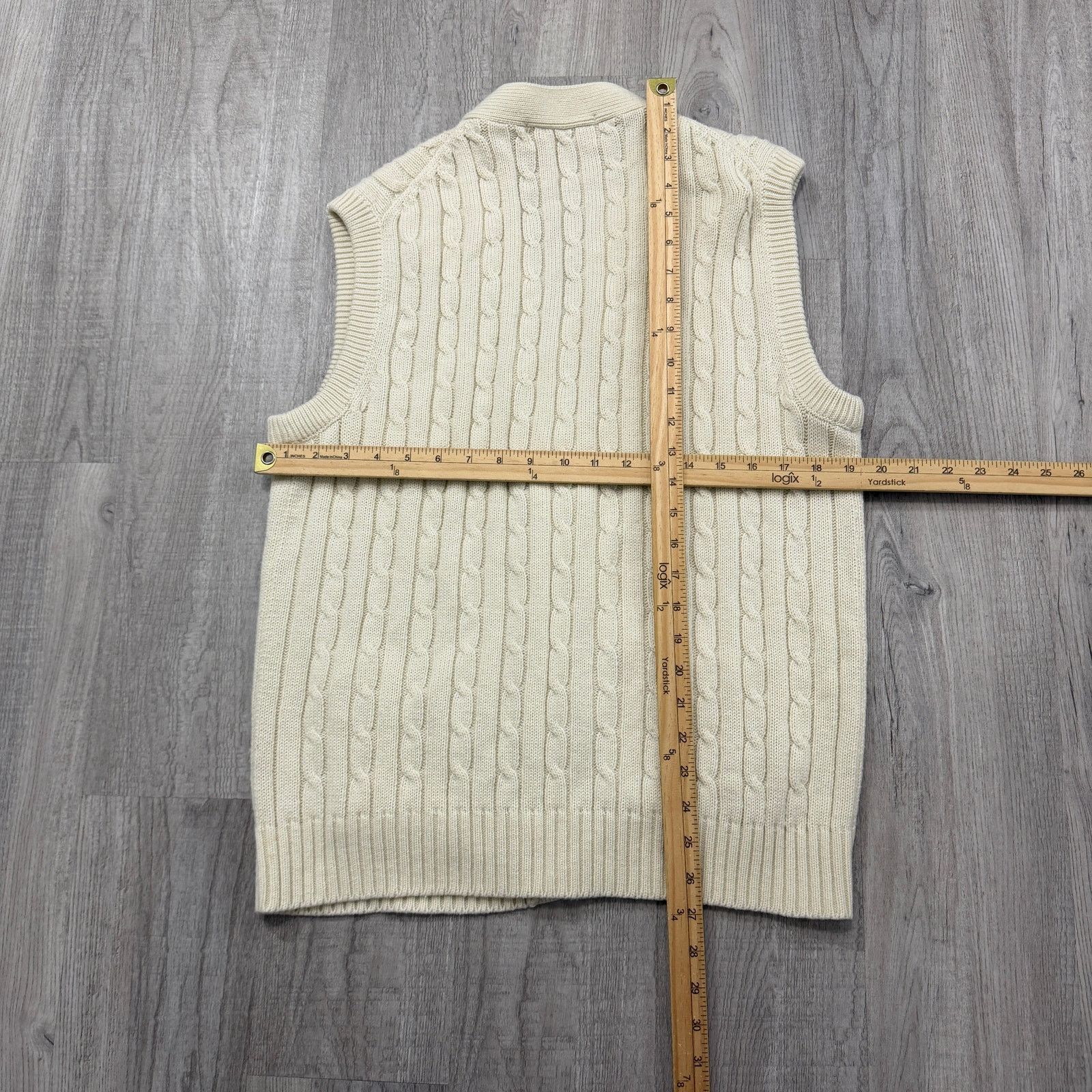 Vintage Vintage Kings Road Sweater Vest Men's Large Cream Cable Knit Size US L / EU 52-54 / 3 - 6 Thumbnail