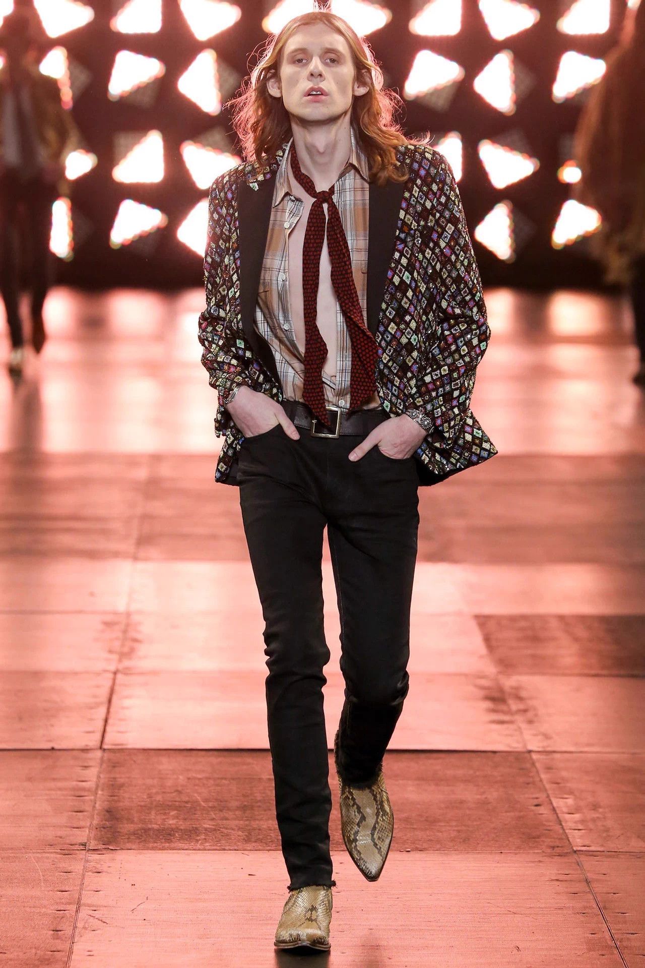 Saint Laurent Paris SLP 15ss Kilim Geometric Diamond Color Jacquard Blazer 44 Size 44R - 7 Thumbnail