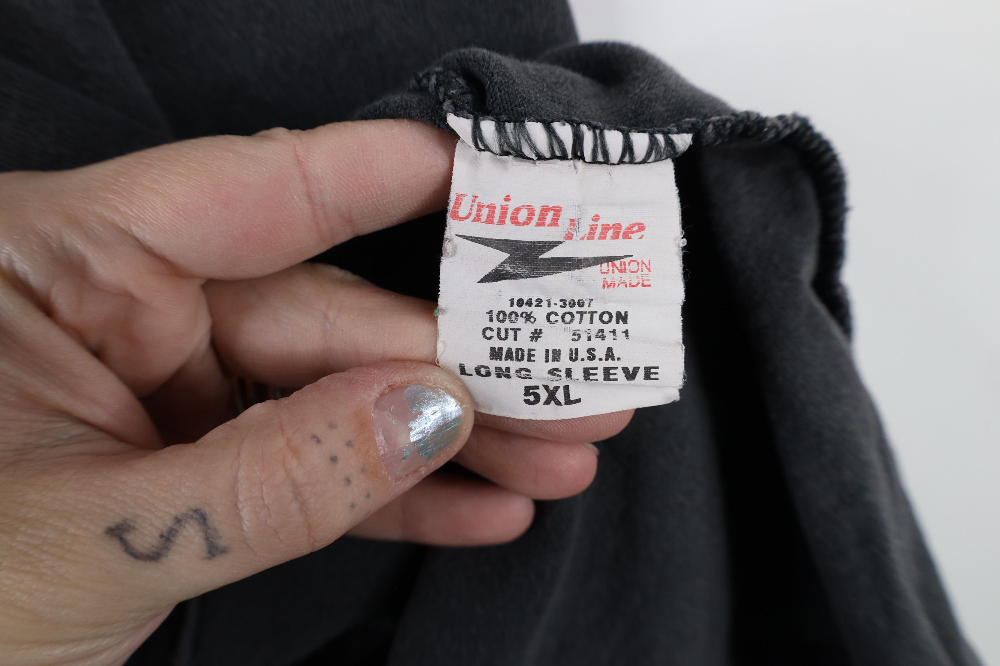 Vintage Vintage 90s Union Made Long Sleeve T-Shirt Gray USA Cotton Size US XXL / EU 58 / 5 - 6 Thumbnail