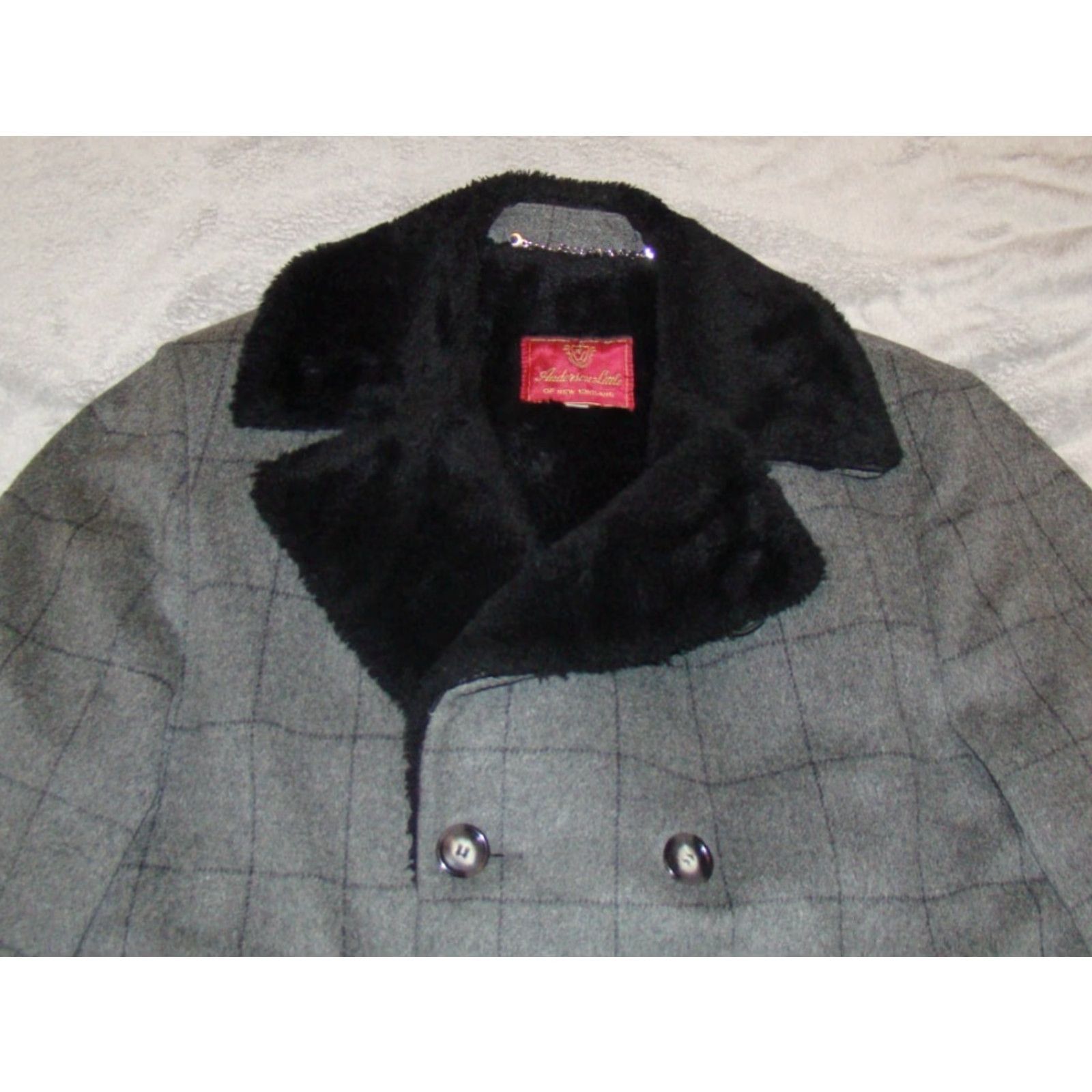 JW Anderson Vtg Anderson Little Mens Coat Wool Faux Fur Double Breasted Gray Trench Coat 42 Reg Long Window Pane Wool Men Mens Size 42 Winter Fall Size US XS / EU 42 / 0 - 4 Thumbnail