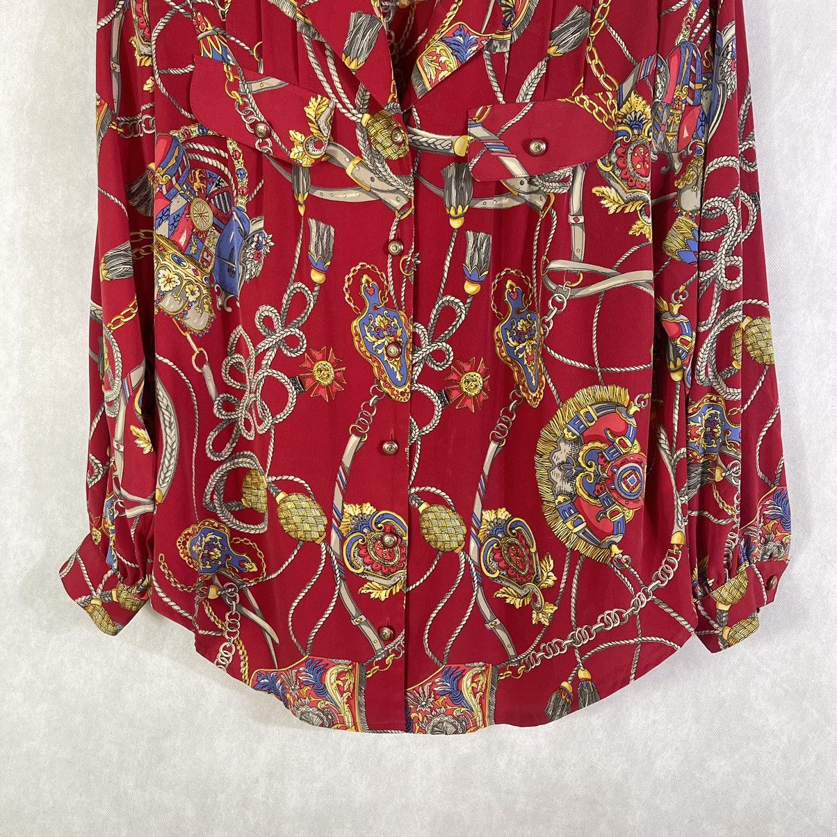 Designer × Japanese Brand × Vintage Vintage Japanese Baroque Novelty Chain Silk Shirt Size L / US 10 / IT 46 - 4 Thumbnail