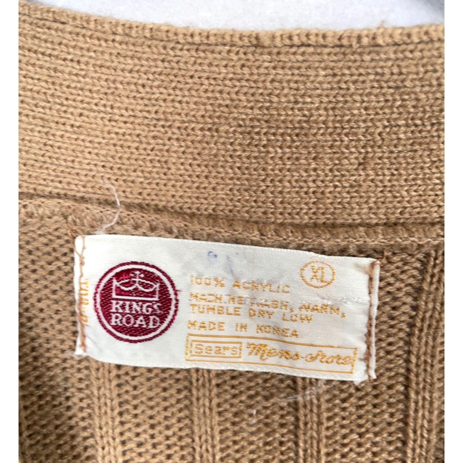 Sears VINTAGE Sears Men's Cardigan Sweater Adult XL Heavyweight Chunky Knit Brown V-Neck Fall Winter Size US XL / EU 56 / 4 - 3 Thumbnail