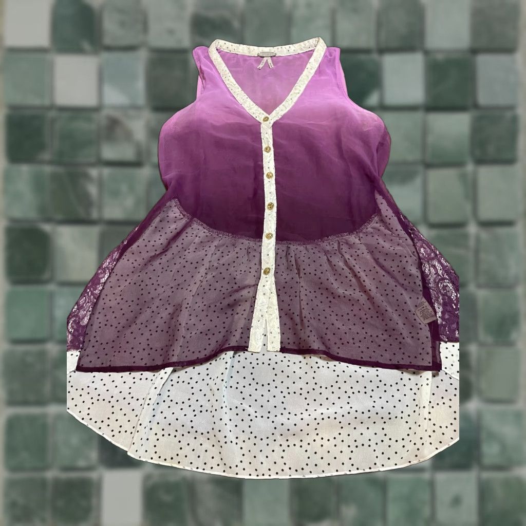 Vintage Gimmicks BKE Coverup Top Womens Medium M Purple Sleeveless Button-Up, Sheer, Casual, Regular Fit, Solid Size M / US 6-8 / IT 42-44 - 1 Thumbnail