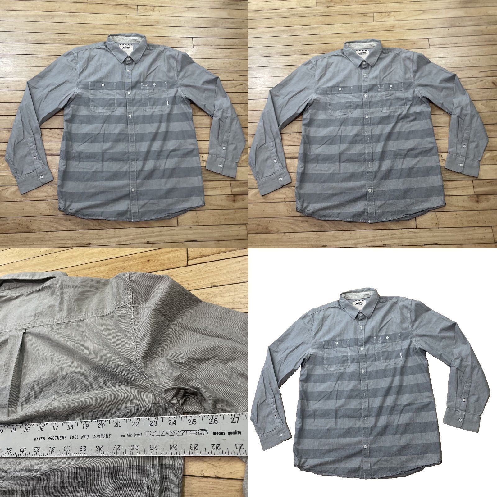 Vans VANS Shirt Men XL Gray Striped Skater SoCal Beach White Tab Button Shirt XL Reg Mens Size US XL / EU 56 / 4 - 9 Thumbnail