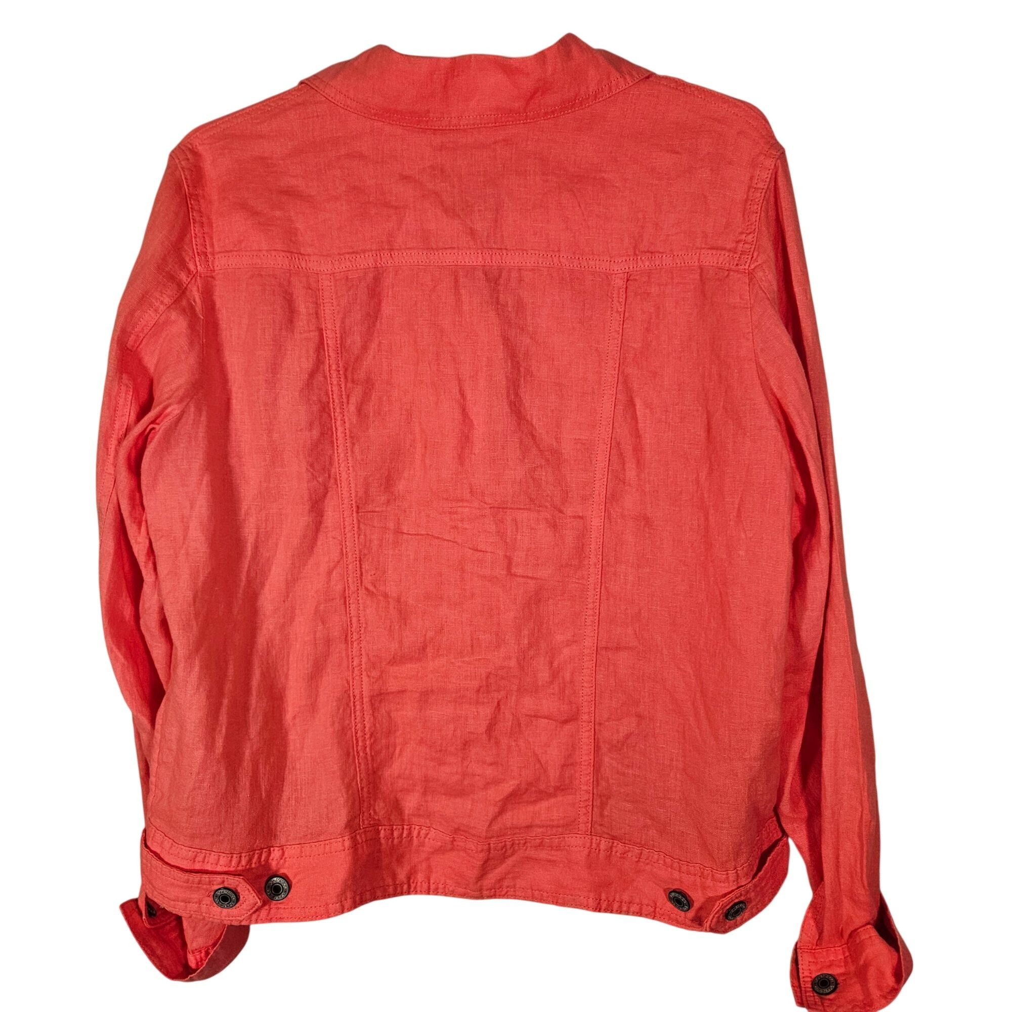 Other Jones & Co Women Coral Linen Jacket M Vacation Core Coastal Size L / US 10 / IT 46 - 11 Thumbnail