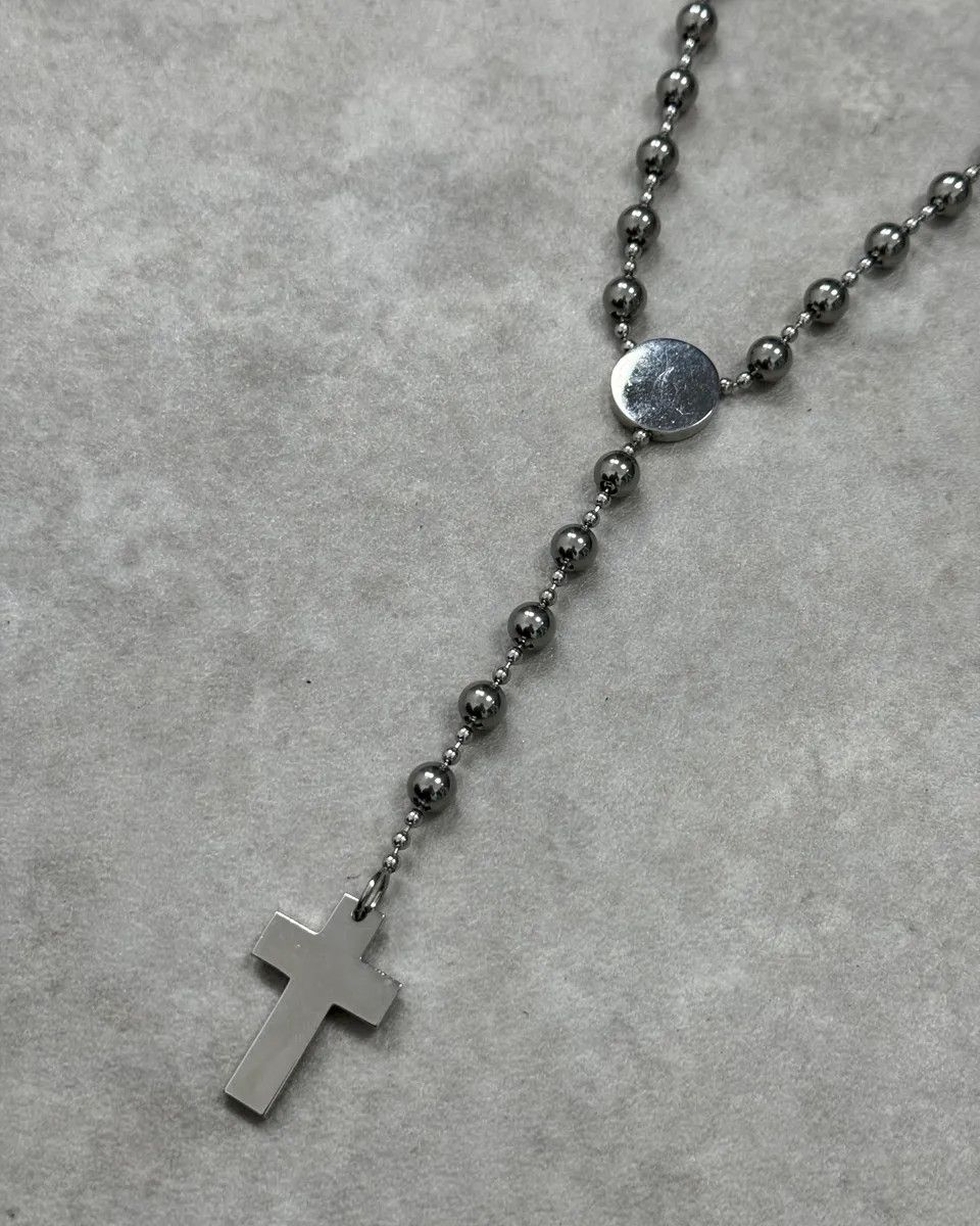 Dolce & Gabbana 2000s Dolce & Gabbana Grey Metal Beaded Cross Rosary Chain Size ONE SIZE - 7 Thumbnail