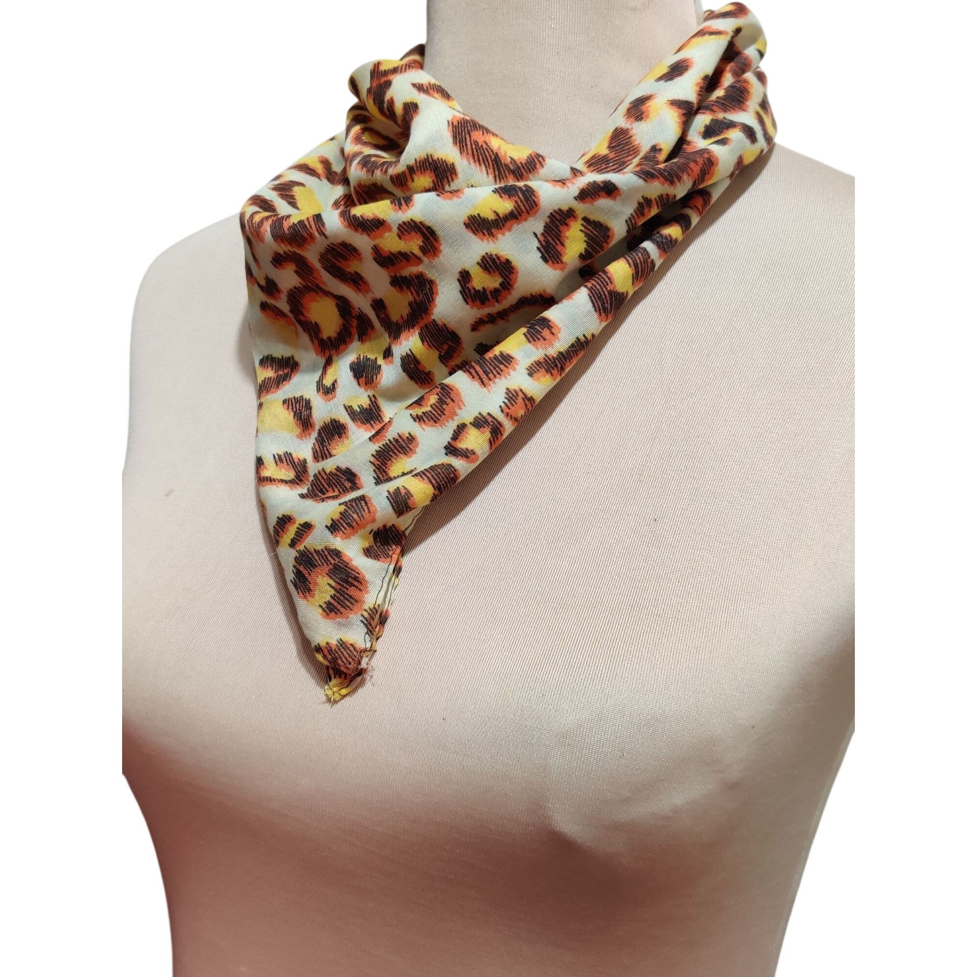 Other Womens Leopard Print Scarf Square Lightweight Cotton Neutral Size ONE SIZE - 4 Thumbnail