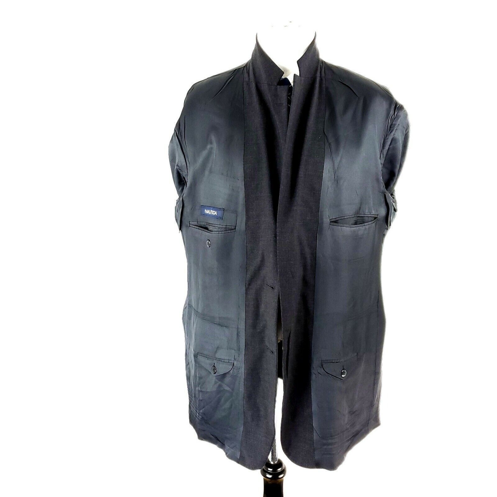 Nautica Nautica Wool 2 Button Blazer 46L Gray Suit Jacket Size 46L - 9 Thumbnail