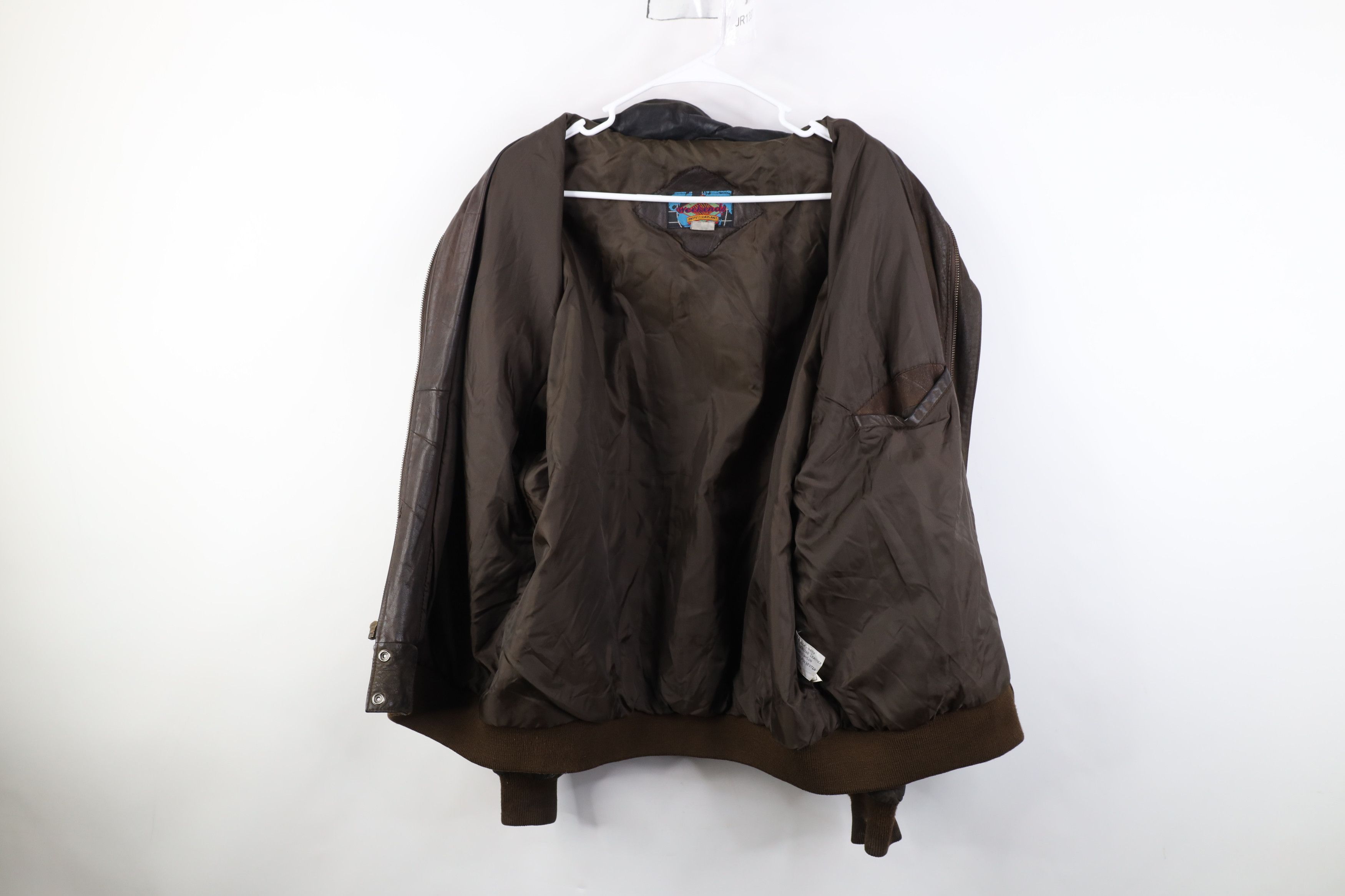 Vintage Vintage 90s Streetwear Leather Flight Bomber Jacket Brown Size US XL / EU 56 / 4 - 10 Thumbnail