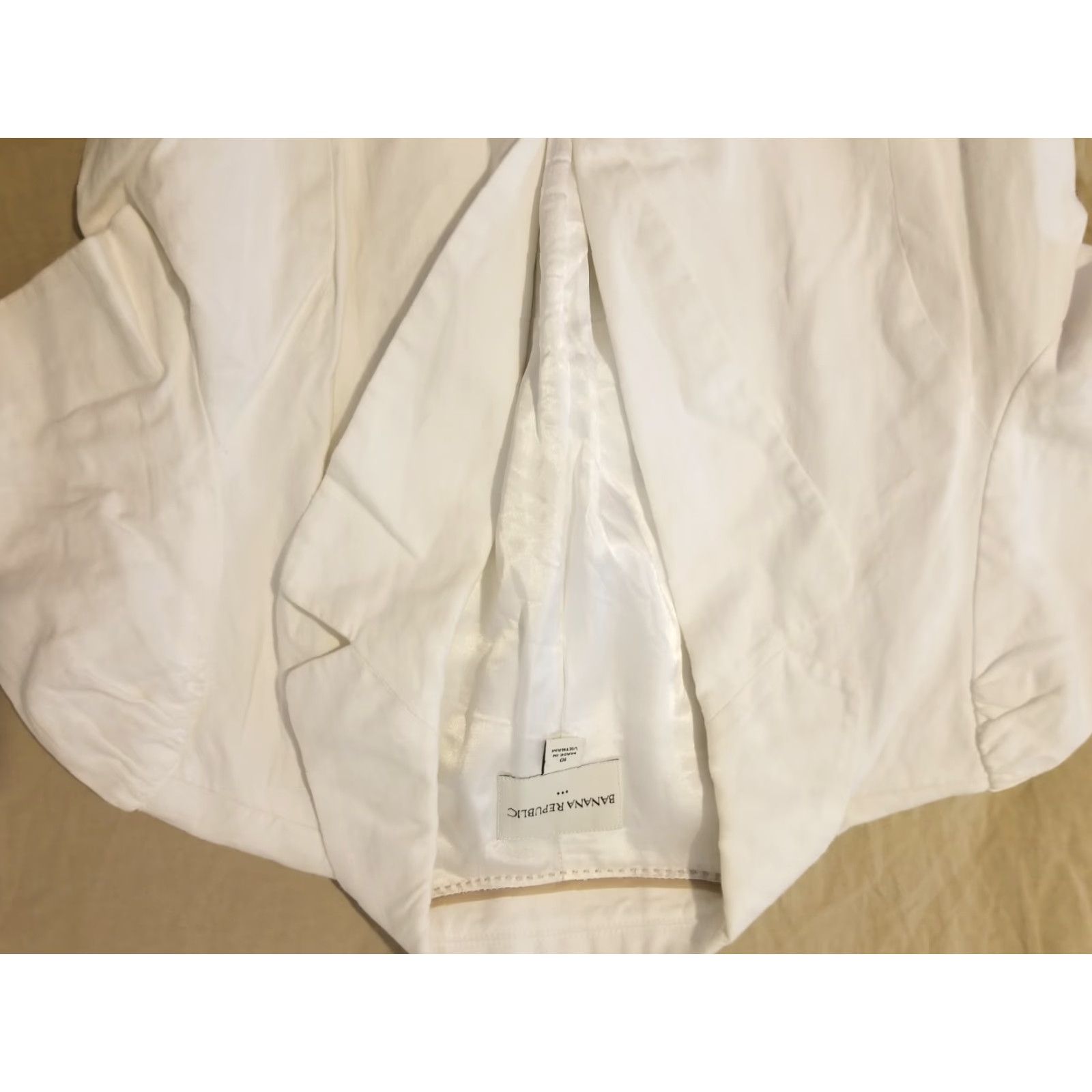 Banana Republic Womens Banana Republic Blazer Shirt Jacket Linen White 10 Regular Long Sleeve Buttoned Lined Polyester One Unit Womens Mens Girls Size L / US 10 / IT 46 - 2 Thumbnail