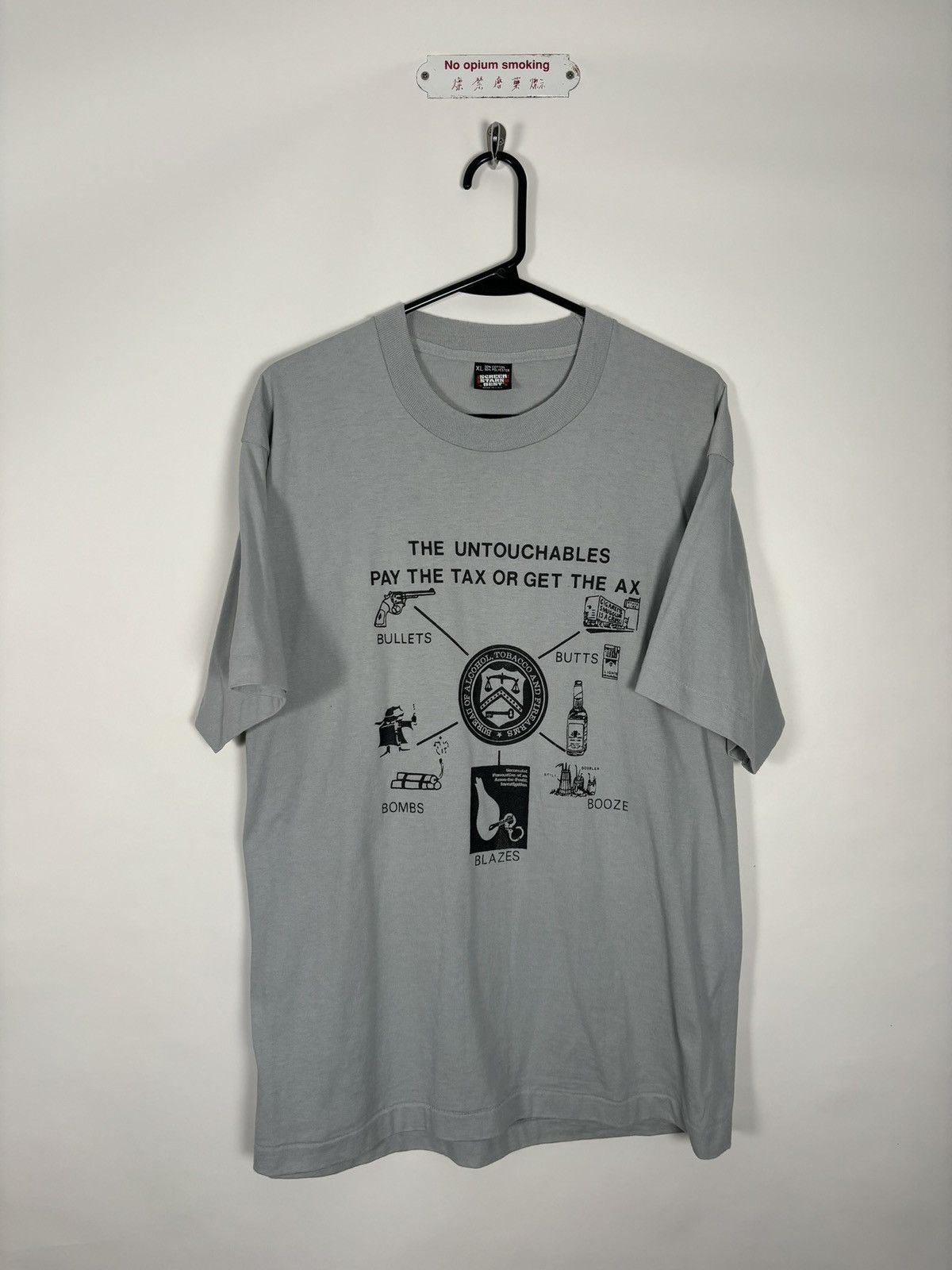 image of Vintage Insane Find Untouchables Pay Tax T-Shirt in Baby Blue, Men's (Size XL)