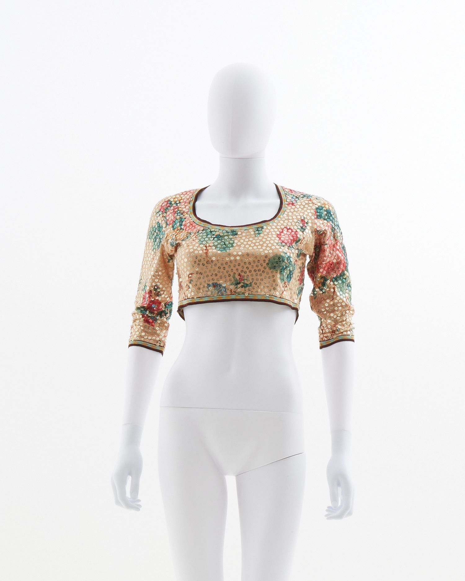 Jean Paul Gaultier S/S 1991 Metallic gold sequin crop-top and dress set Size M / US 6-8 / IT 42-44 - 7 Thumbnail