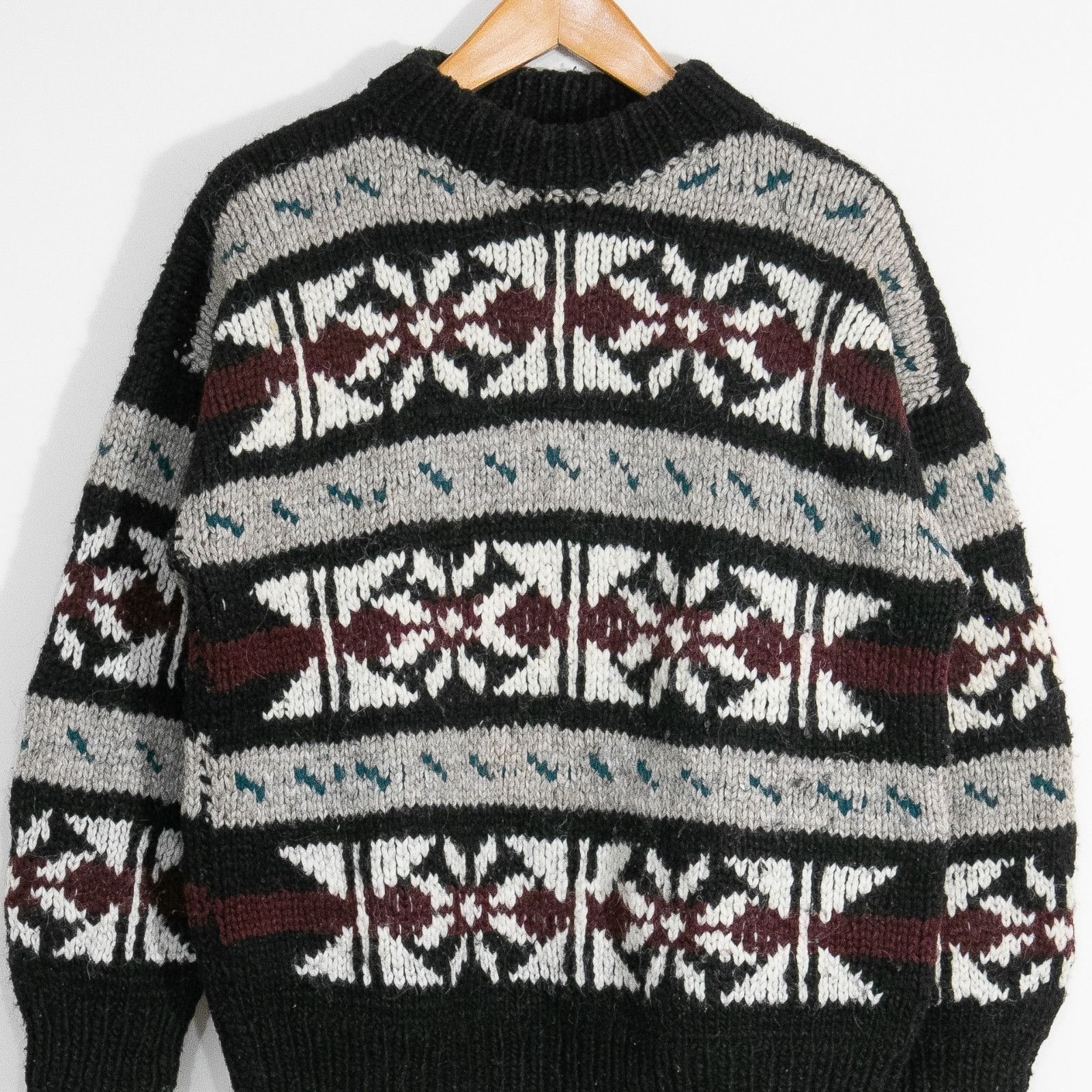Vintage Vintage Fair Isle Chunky Knit Wool Sweater Medium Mock Neck Size US M / EU 48-50 / 2 - 2 Thumbnail