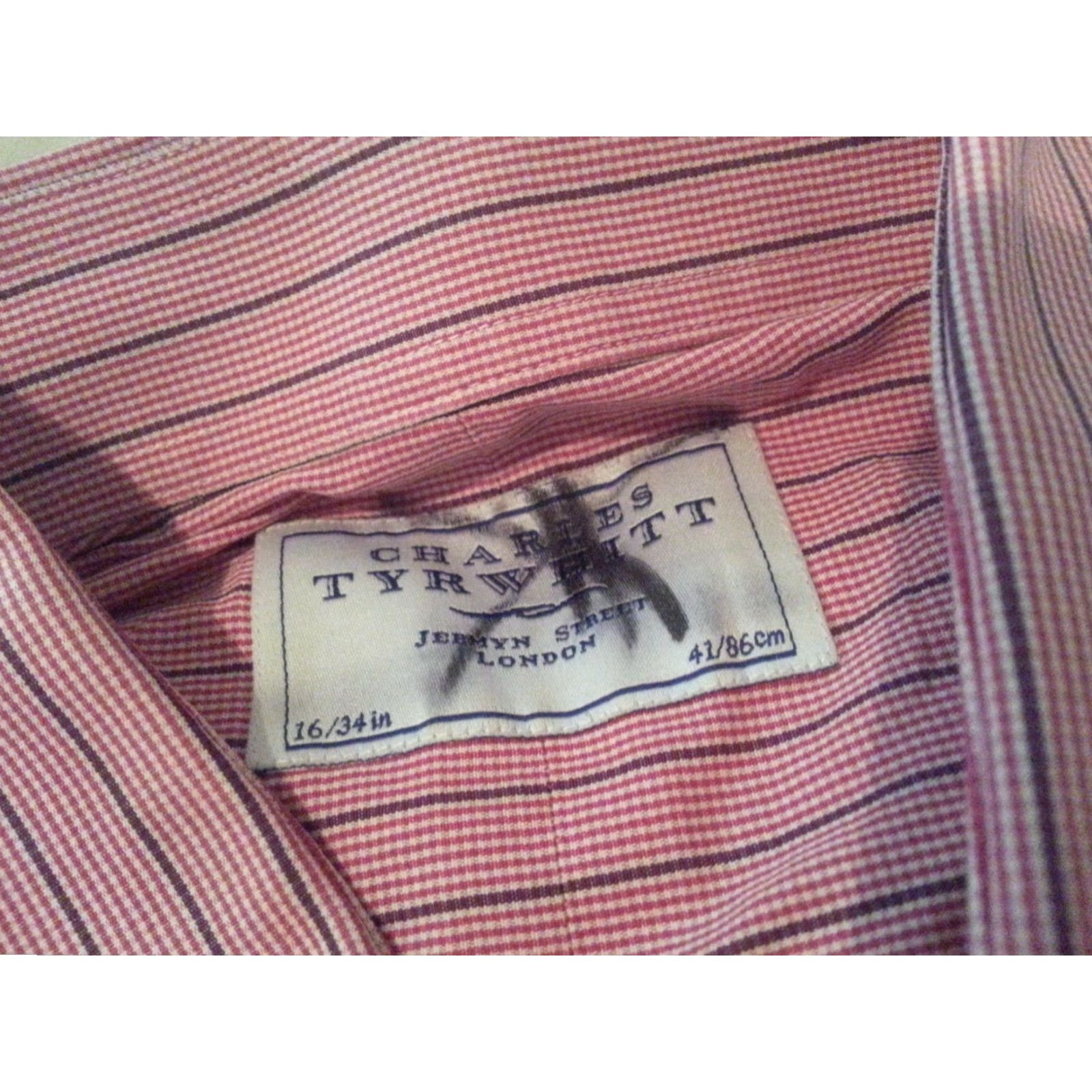 Charles Tyrwhitt Mens Charles Tyrwhitt Dress Shirt 16 34 Red Cotton Button Shirt Size 42R - 5 Thumbnail