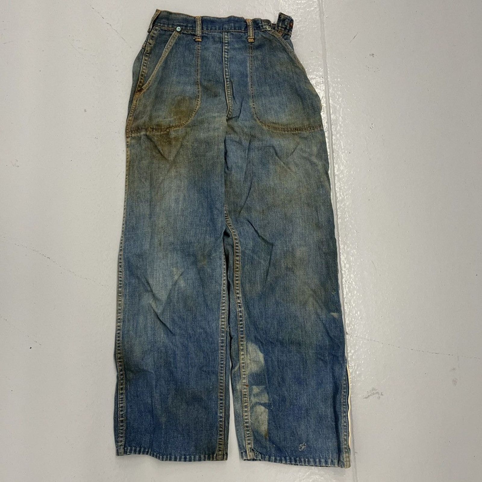 Other Vintage 50s Blue Bell Dark Side Zip Workwear Jeans 20x25 Size 22" - 1 Thumbnail