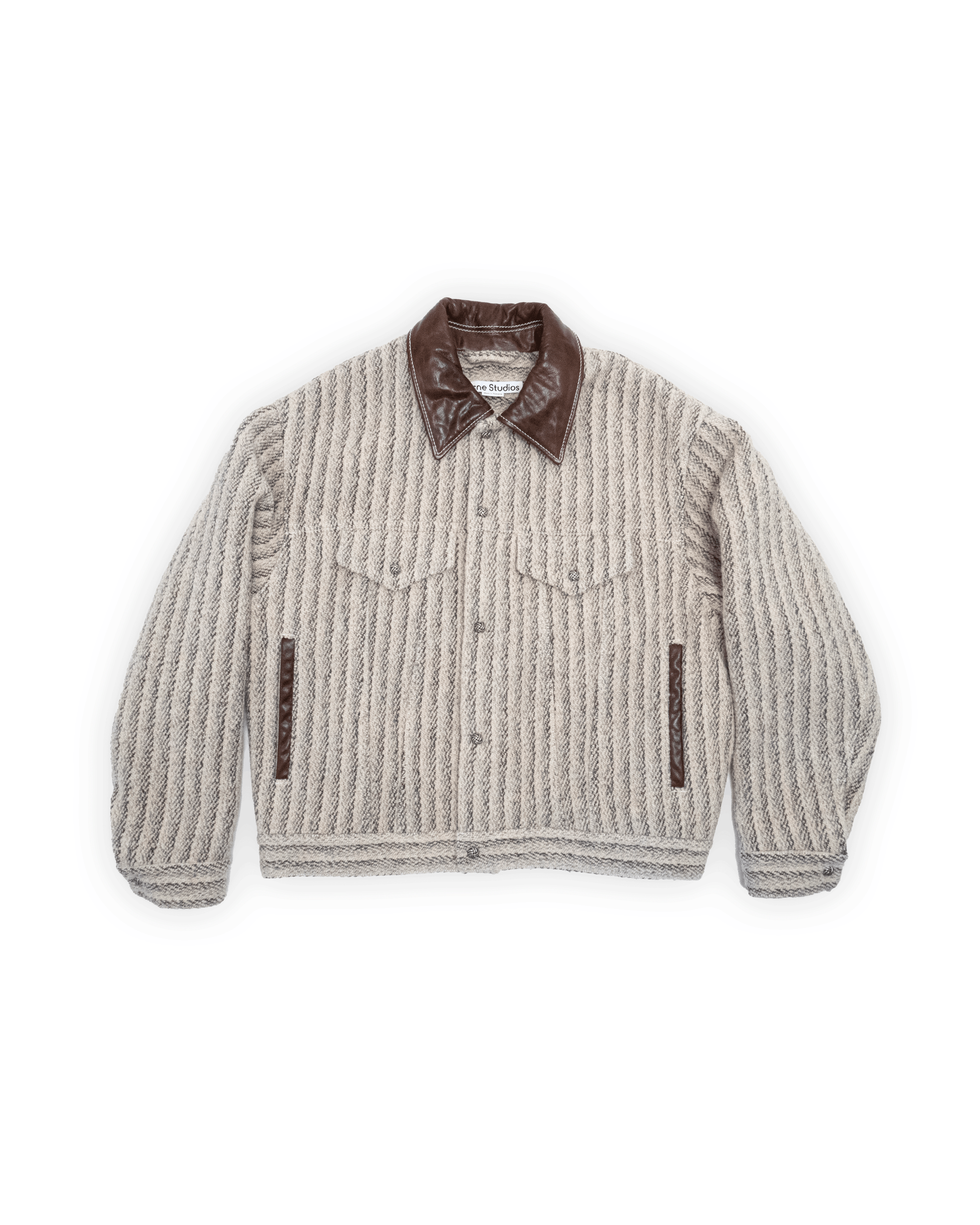 定番 Acne 48 sz Cream/Grey, in Jacket Striped Obind Boxy Studios ジャケット・アウター