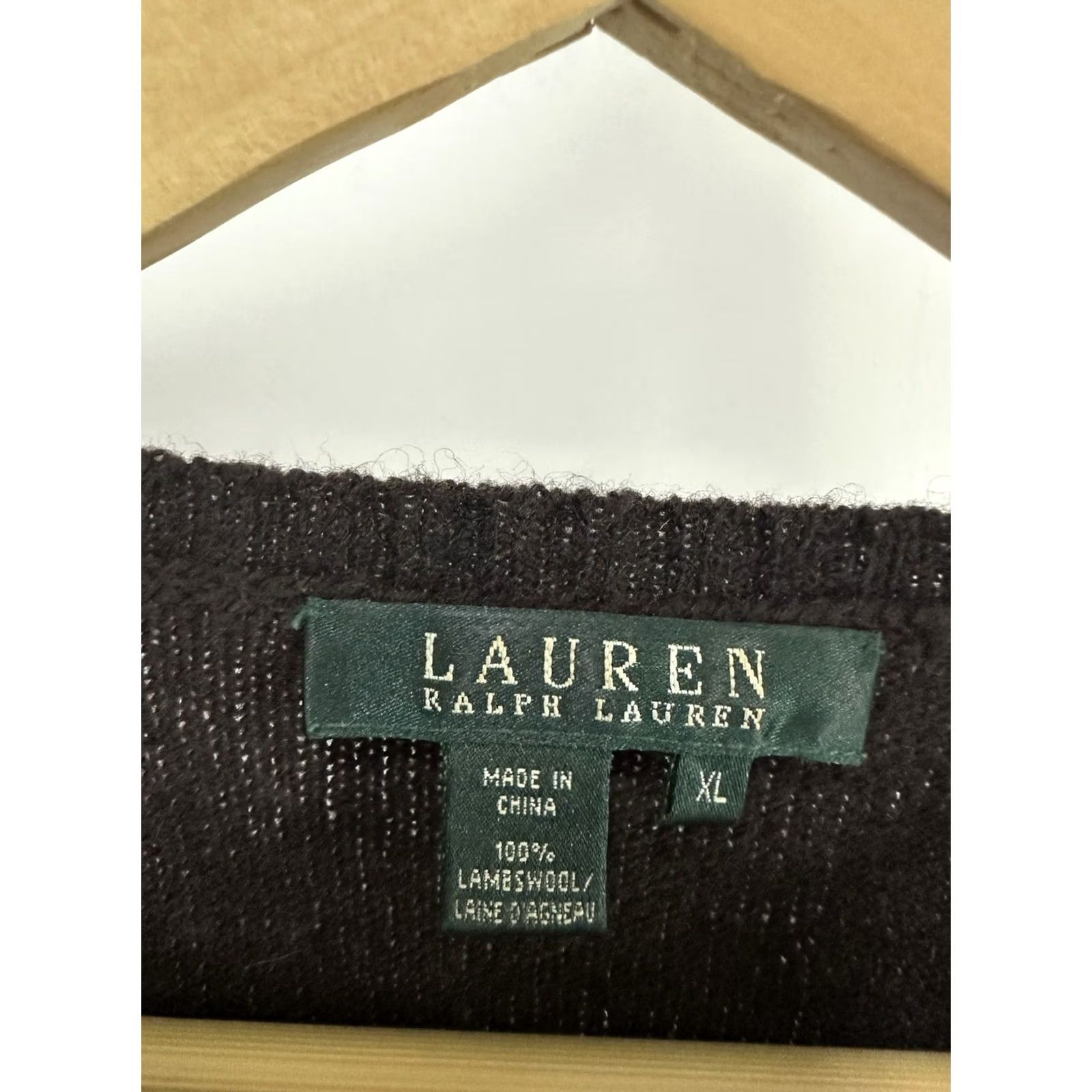 Ralph Lauren VINTAGE Lauren Ralph Lauren Women's Lambswool Pullover Sweater XL Brown Lion Royal Crest Size XL / US 12-14 / IT 48-50 - 3 Thumbnail