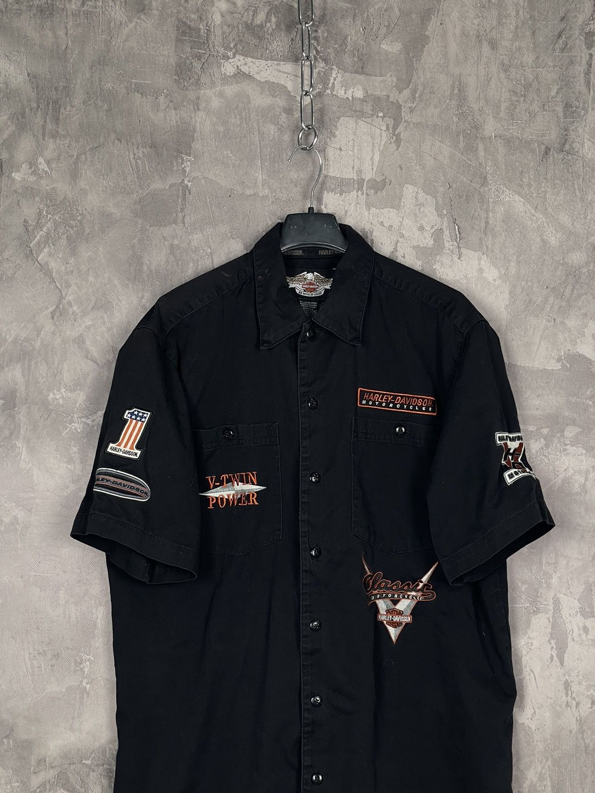 Harley Davidson Harley Davidson Big Embroided Logo Y2K Bike Shirt Button Ups Size US M / EU 48-50 / 2 - 3 Thumbnail