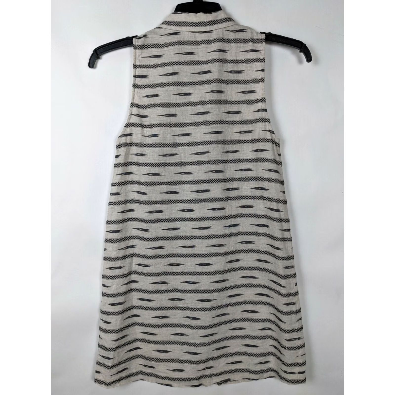 Alice + Olivia Alice + Olivia Shirt Dress XS Women's Linen Cotton Blend Striped V-Neck A-Line Short Sleeveless Shirt Dress in Multicolor DRESS Size XS / US 0-2 / IT 36-38 - 5 Thumbnail