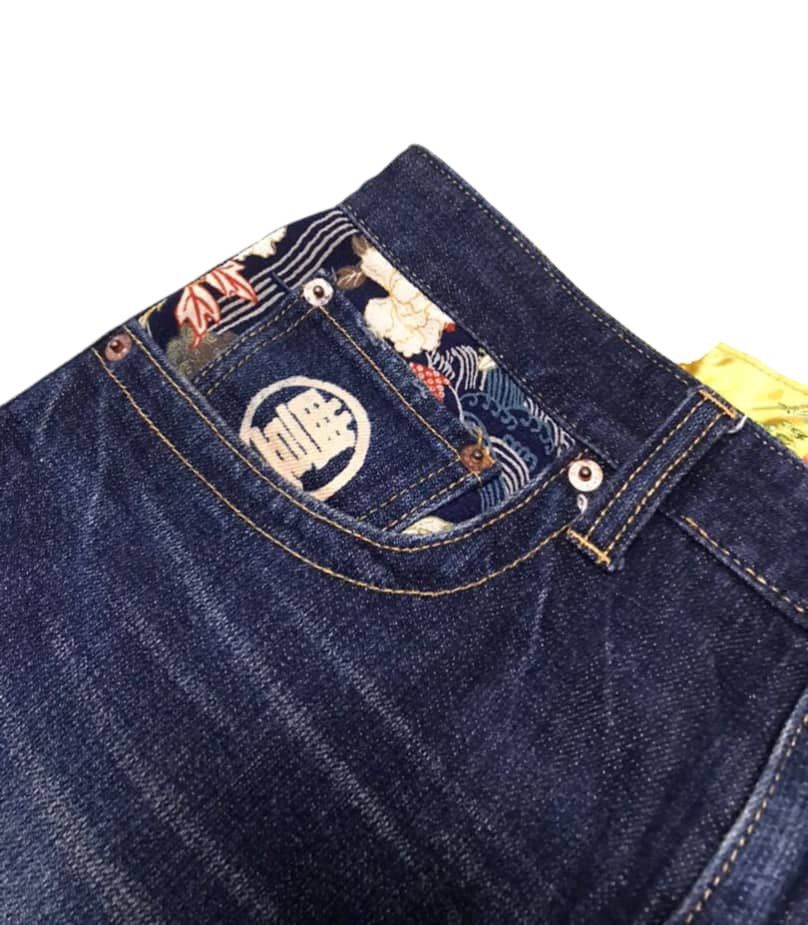Japanese Brand Crazy🔥🔥 Japanese Motive Sukajan Gold Evil Embroidery Jeans Size US 32 / EU 48 - 5 Thumbnail