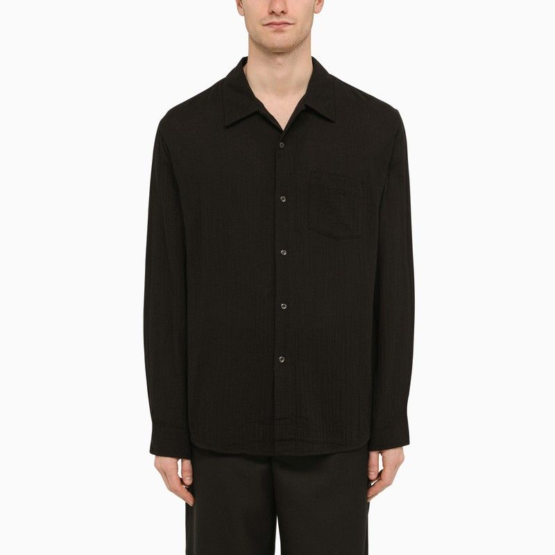 image of Sefr Black Cotton Shirt, Men's (Size Large)