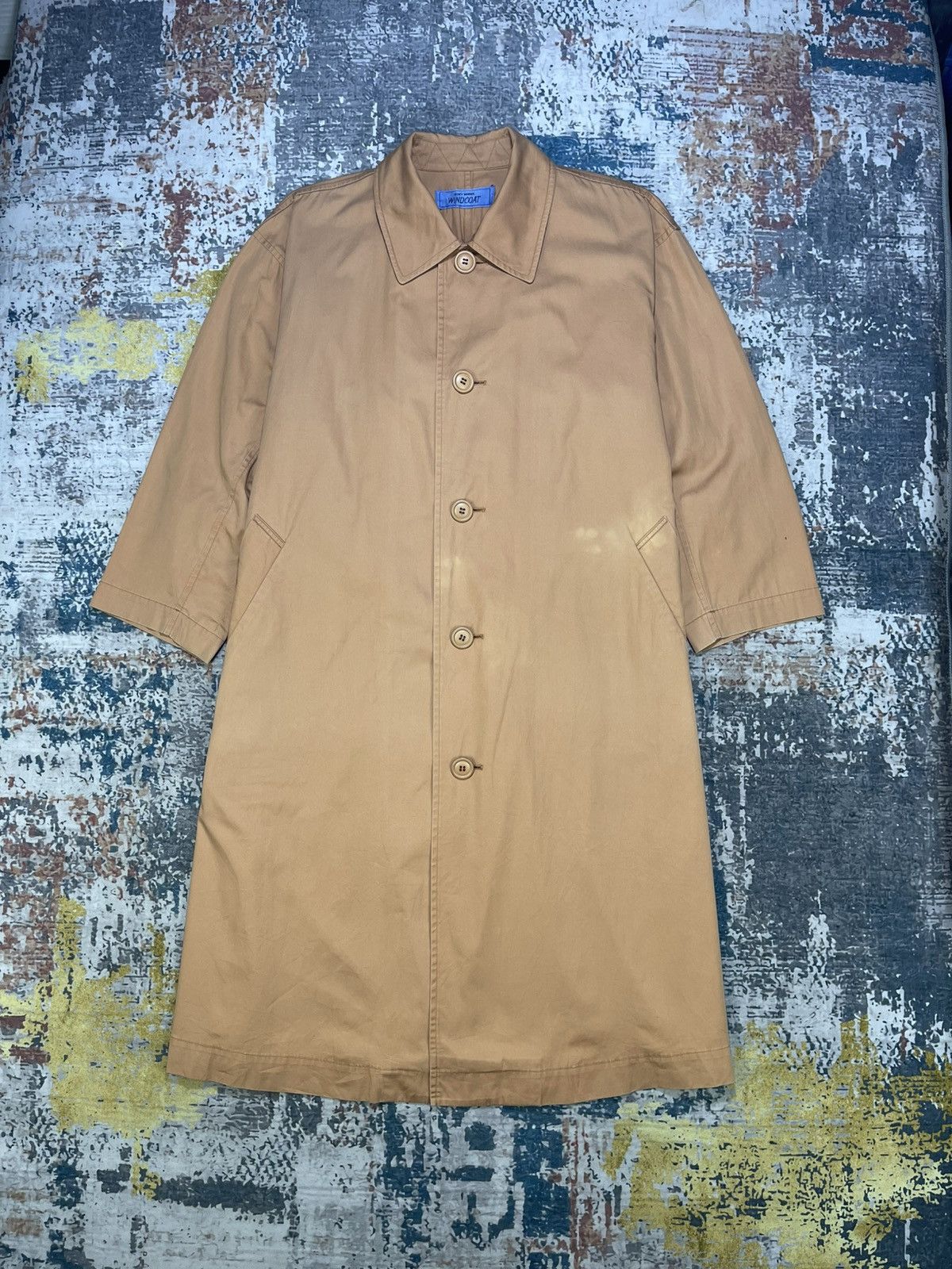 Issey Miyake Vtg 80s Issey Miyake Windcoat Cotton Khaki Coat Size US M / EU 48-50 / 2 - 1 Thumbnail