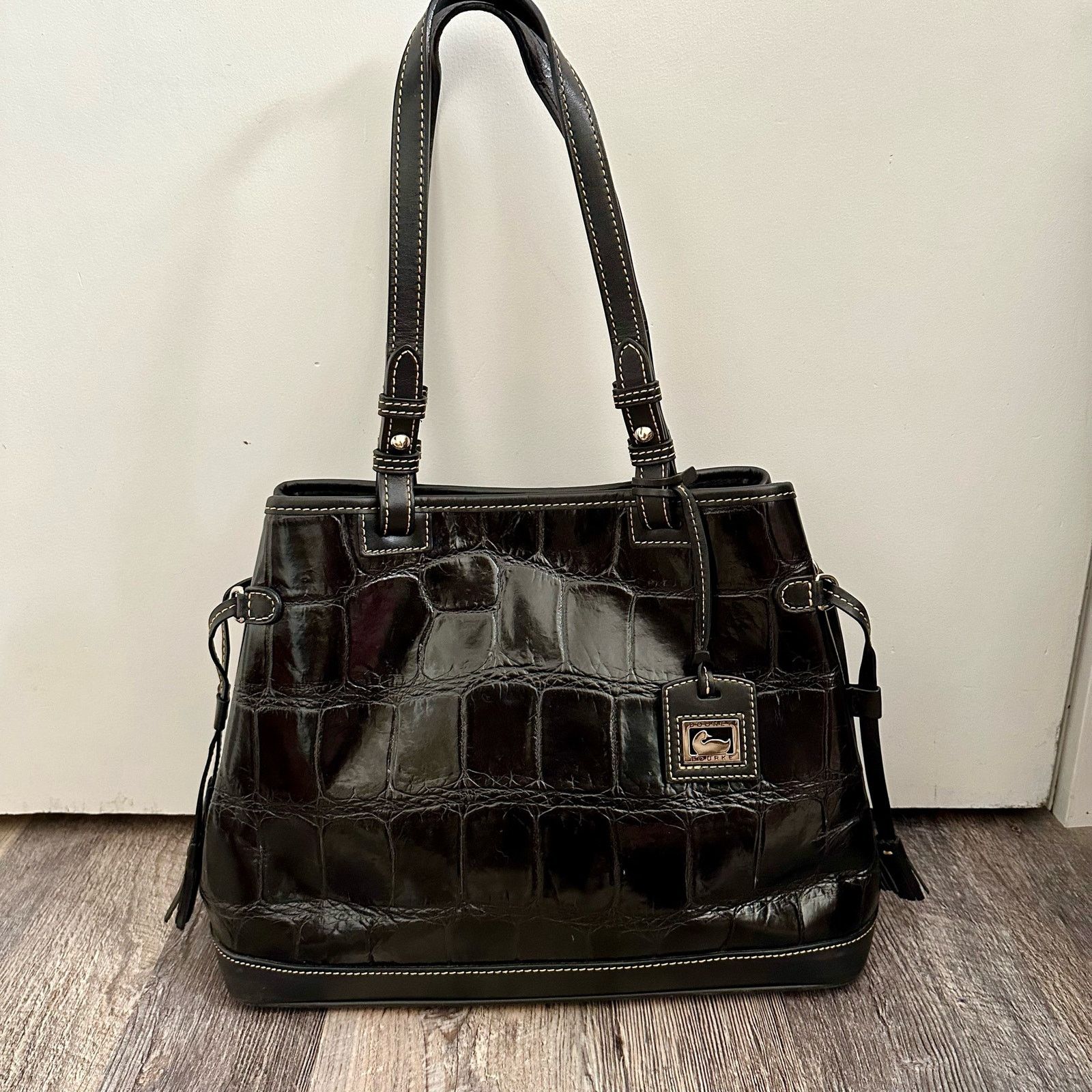 Dooney & Bourke Dooney & Bourke Croc Embossed Double Strap Tassel Bag Size ONE SIZE - 2 Thumbnail