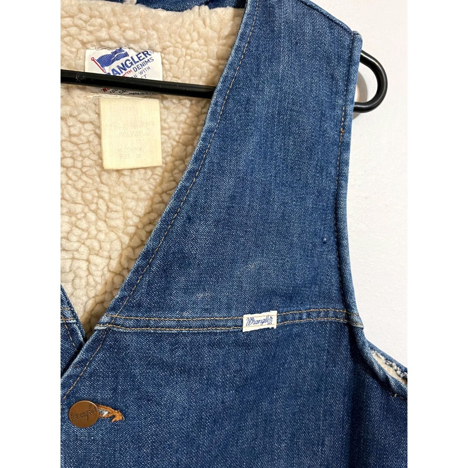 Wrangler VINTAGE Wrangler Vest Men's M Blue "No-Fault" Denims USA Shearling Lined Size US M / EU 48-50 / 2 - 2 Thumbnail