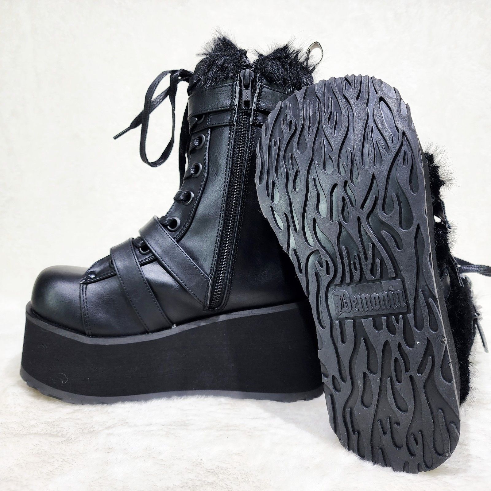 Demonia Cult DEMONIA 118 Furry Goth Punk Rock 3.25" Platform Boot Black Size US 5 / EU 37 - 6 Thumbnail