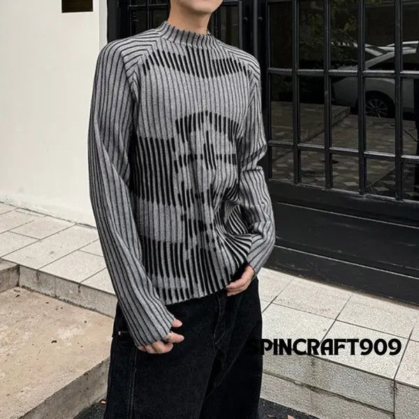 VIBE Graphic y2k Style Striped Knit Sweater Size US L / EU 52-54 / 3 - 7 Thumbnail