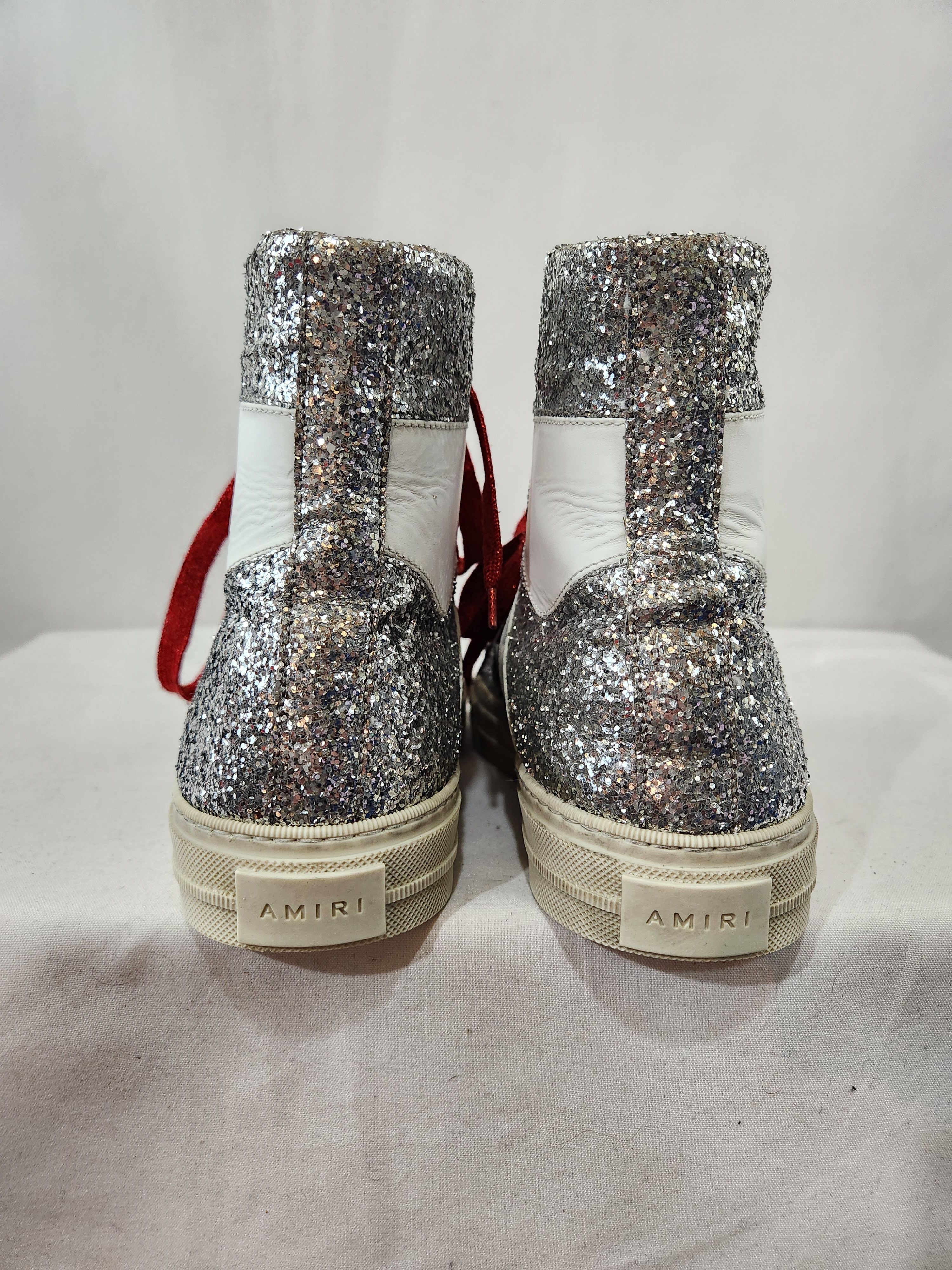 Amiri Sunset High Top Silver Glitter Sneakers Size US 8 / EU 41 - 9 Thumbnail
