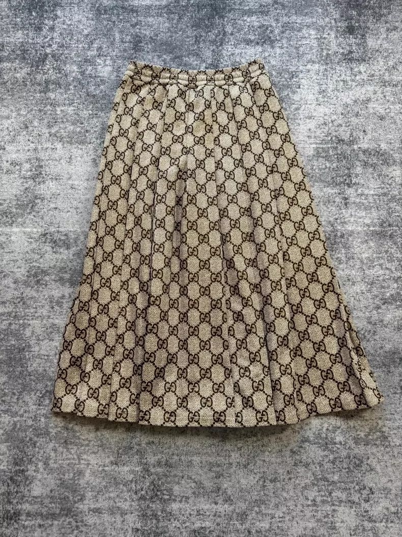 Gucci Gucci Size XS Brown full print long pleated skirt 2504-Nex Size 42" / US 20 - 2 Thumbnail