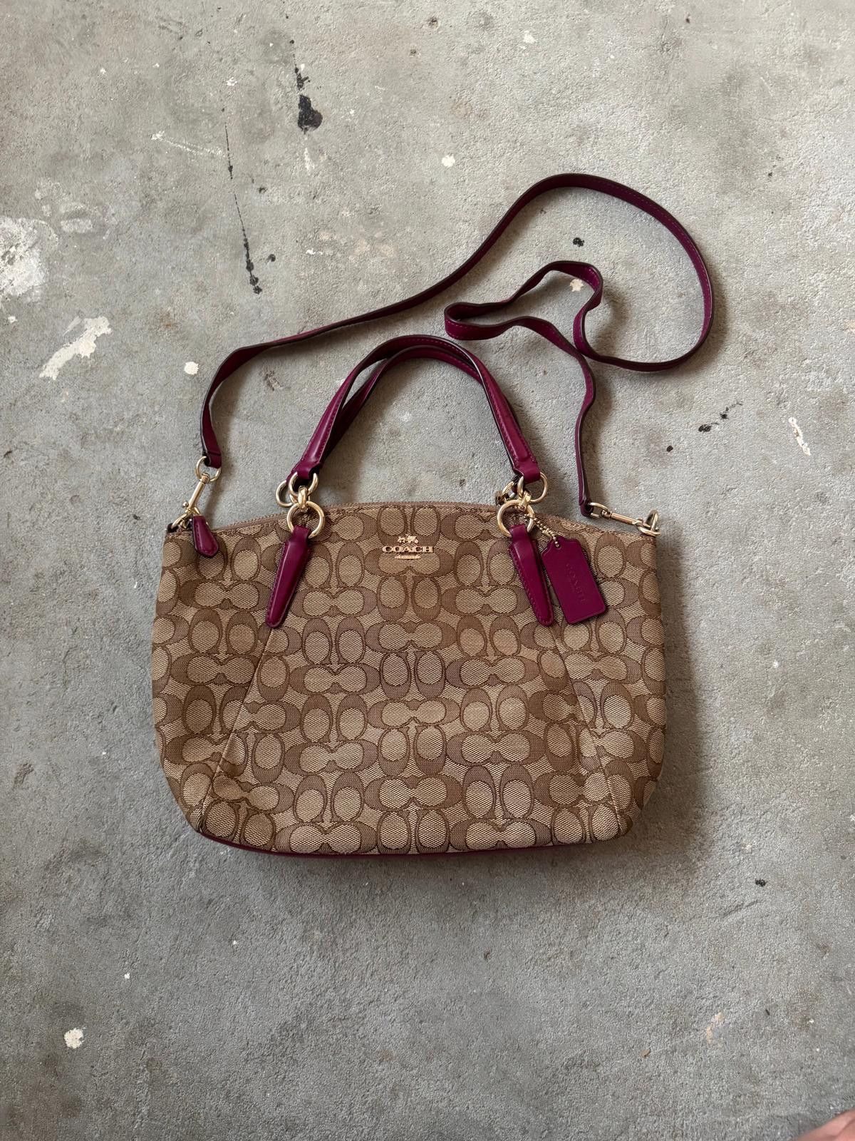 Coach Coach Signature Kelsey Hand Bag Beige/Purple Size ONE SIZE - 1 Thumbnail