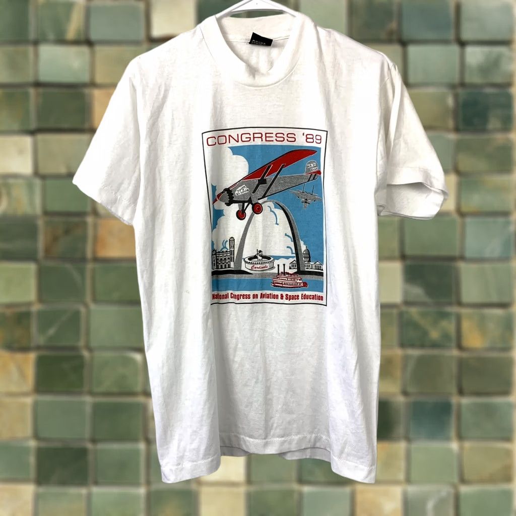 Vintage VINTAGE National Congress on Aviation & Space Education T-Shirt Men L Screen Stars Best Graphic Print Size US L / EU 52-54 / 3 - 1 Thumbnail