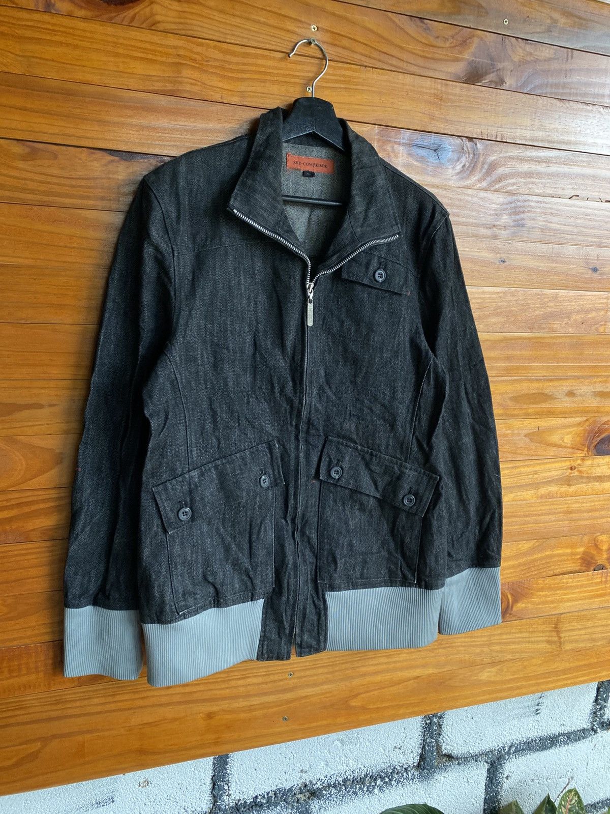 Vintage SKY-CONQUEROR Black Denim Bomber Jacket – Japanese