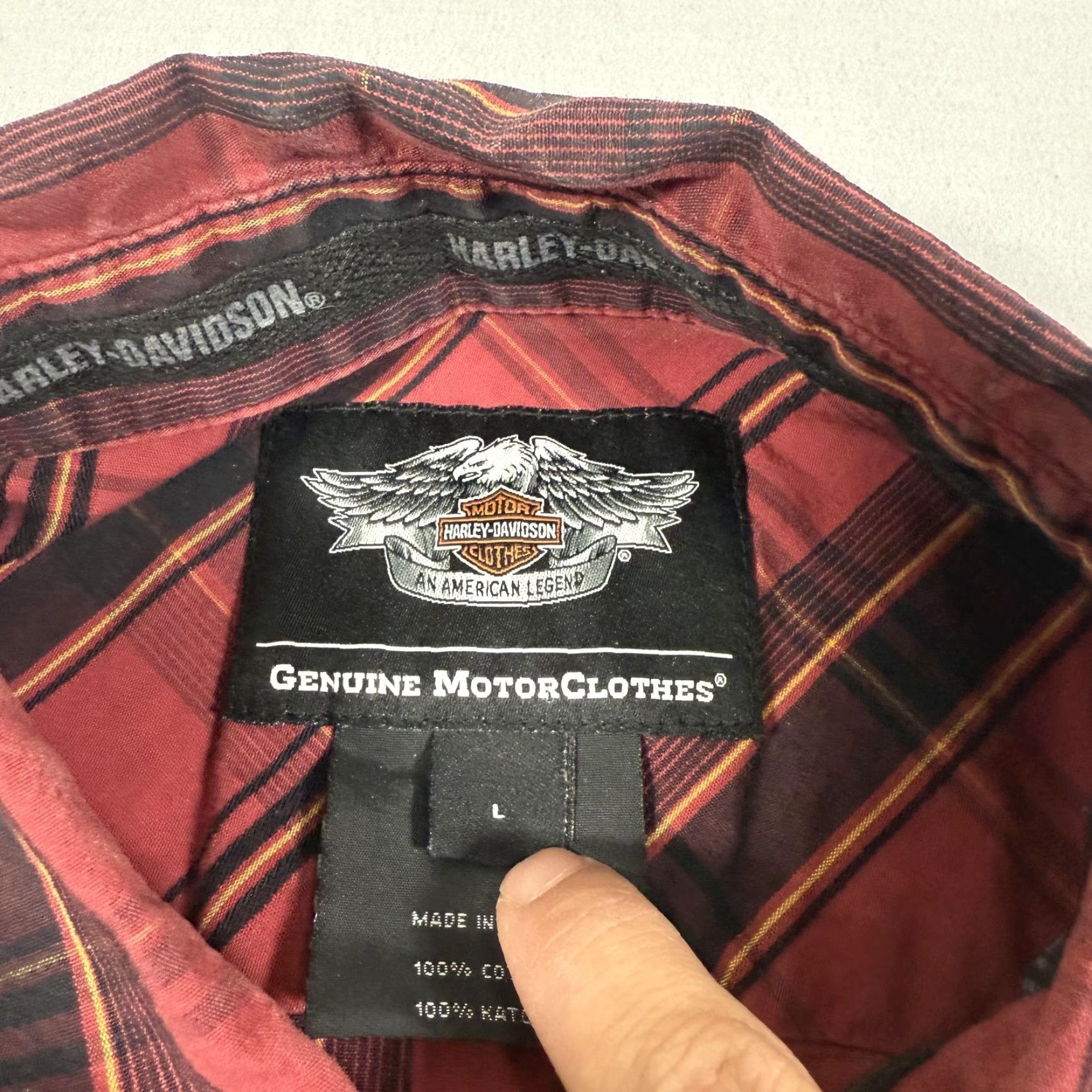 Harley Davidson Harley-Davidson Shirt Mens Large Red Plaid Button Up Motorcycle Biker Mechanic Size US L / EU 52-54 / 3 - 6 Thumbnail