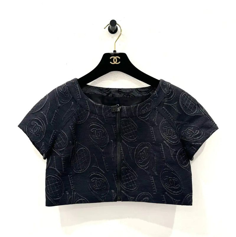 Chanel Chanel Black Cropped Nylon T-Shirt for Women 0089 Size S / US 4 / IT 40 - 1 Thumbnail