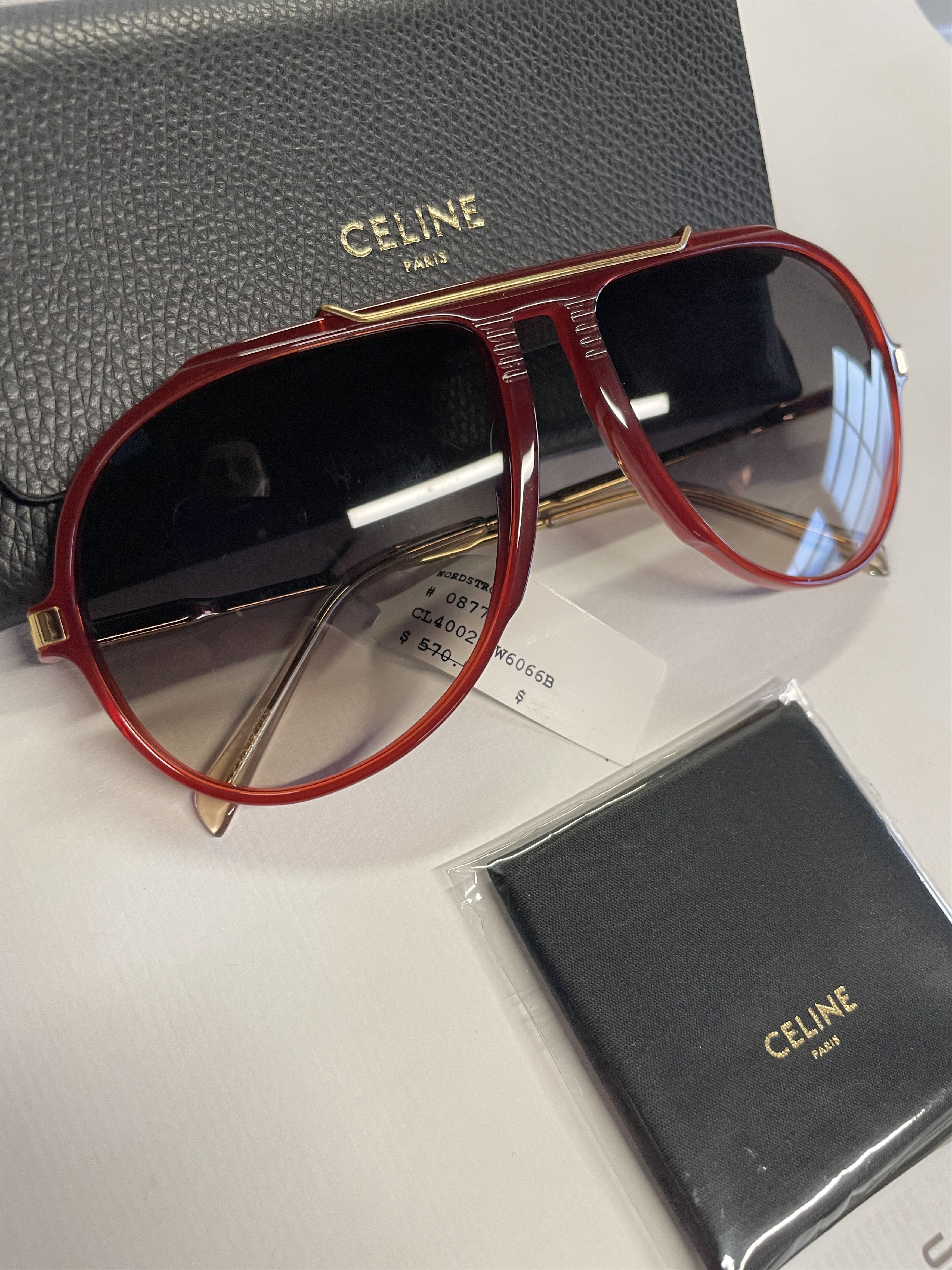 Celine Celine CL40025I 66B Red Aviator Unisex Sunglasses Size ONE SIZE - 5 Thumbnail