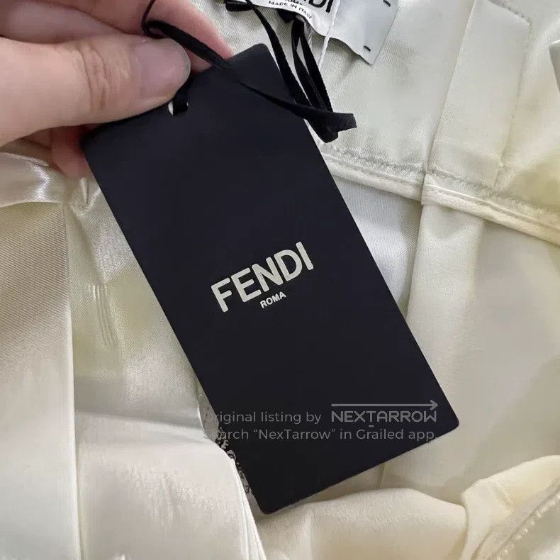 Fendi Fendi Beige silk belt trousers Size 26" / US 2 / IT 38 - 5 Thumbnail